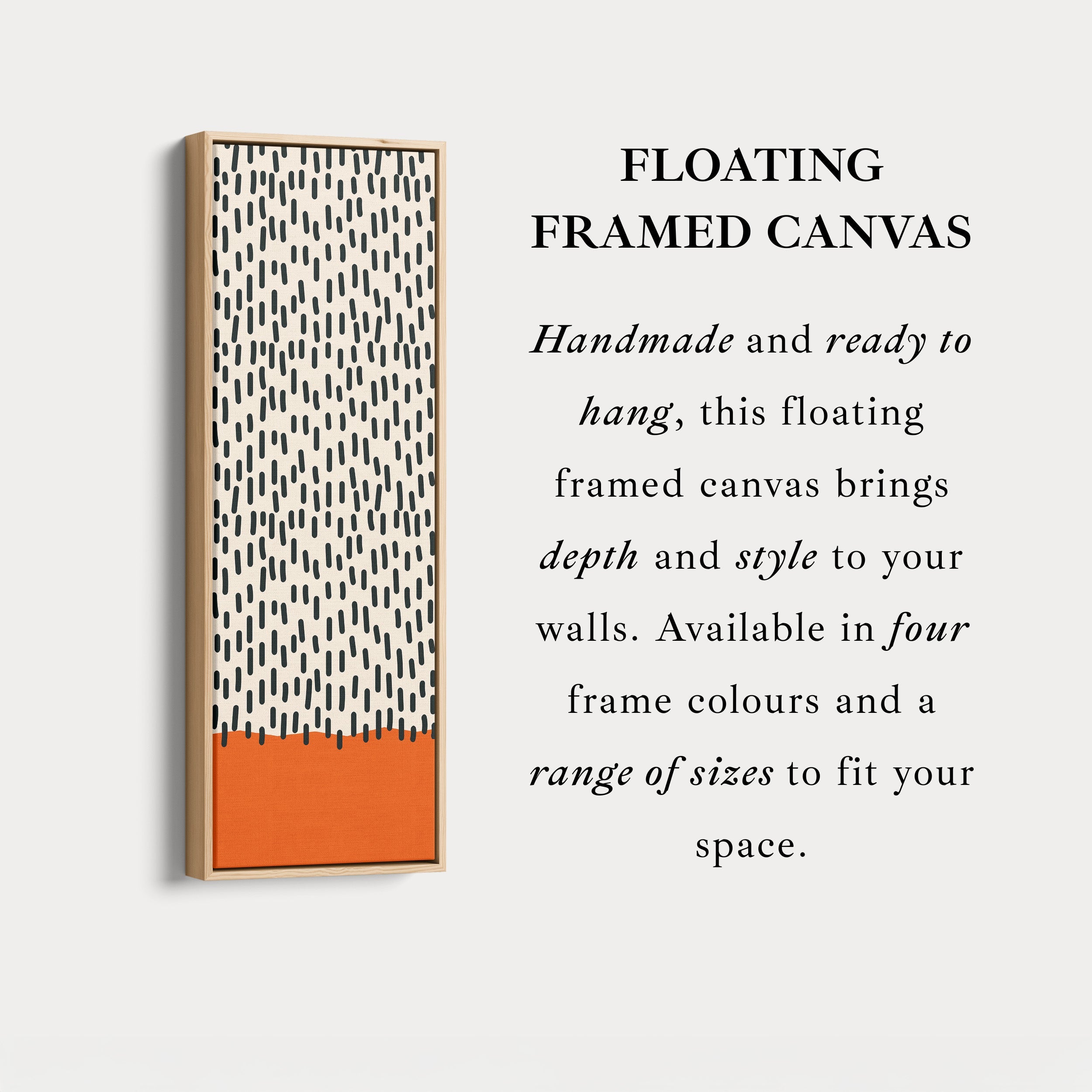 Retro Curved Lines Mustard Vertical Framed Canvas Wall Art for Living Room or Hallway