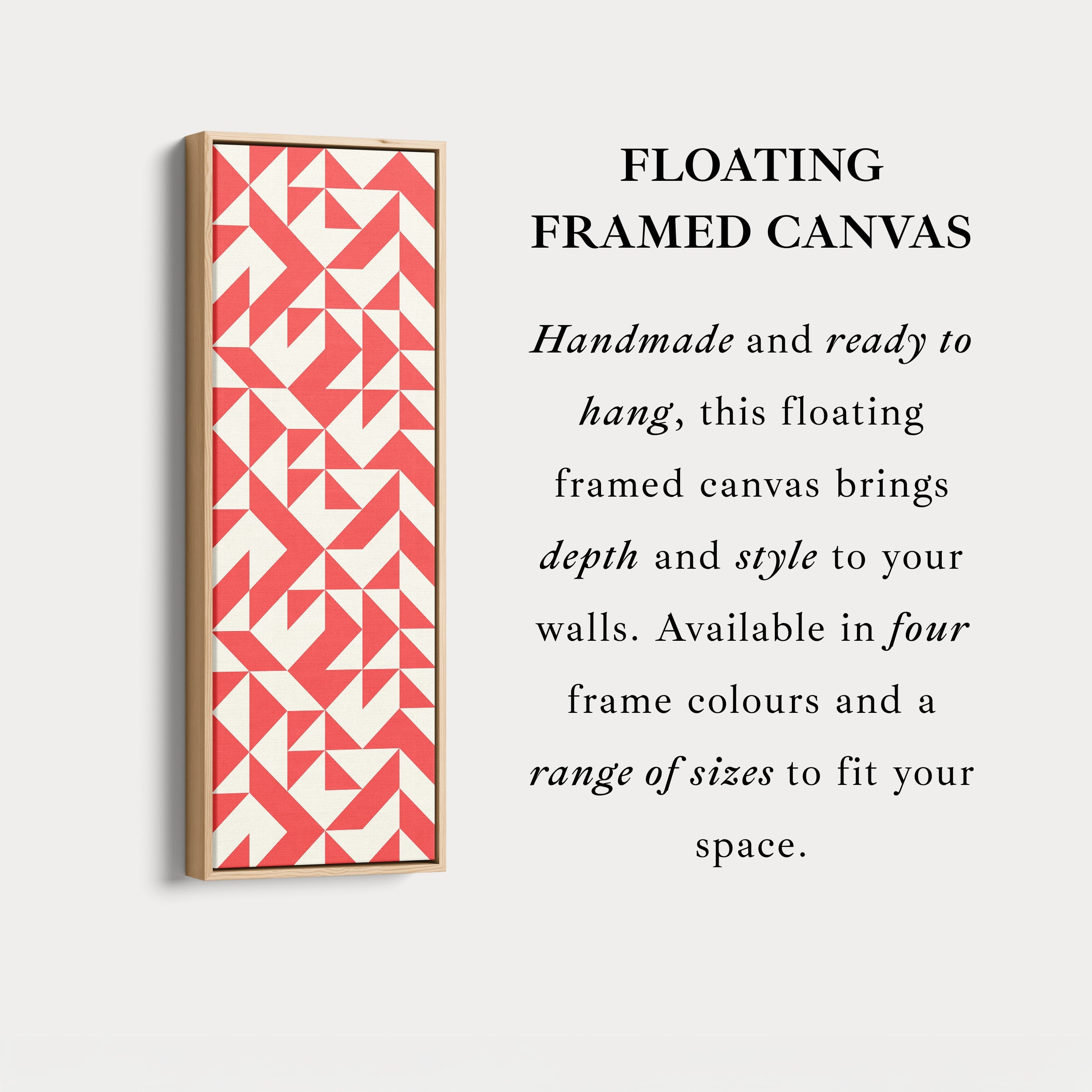 Bold Red Triangles Vertical Framed Canvas Wall Art for Living Room or Studio