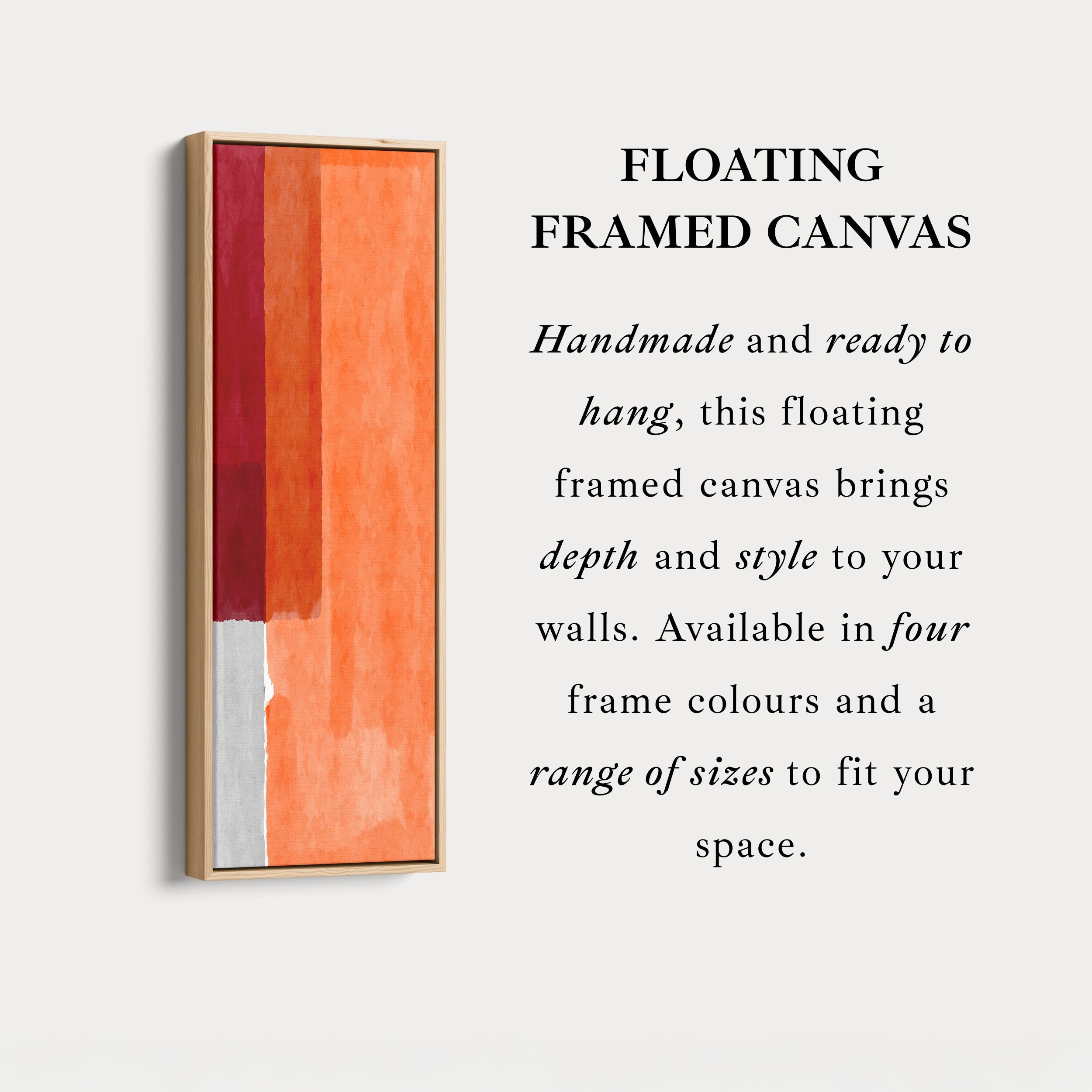 Abstract Red and Orange Blocks Vertical Framed Canvas Wall Art for Living Room or Bedroom