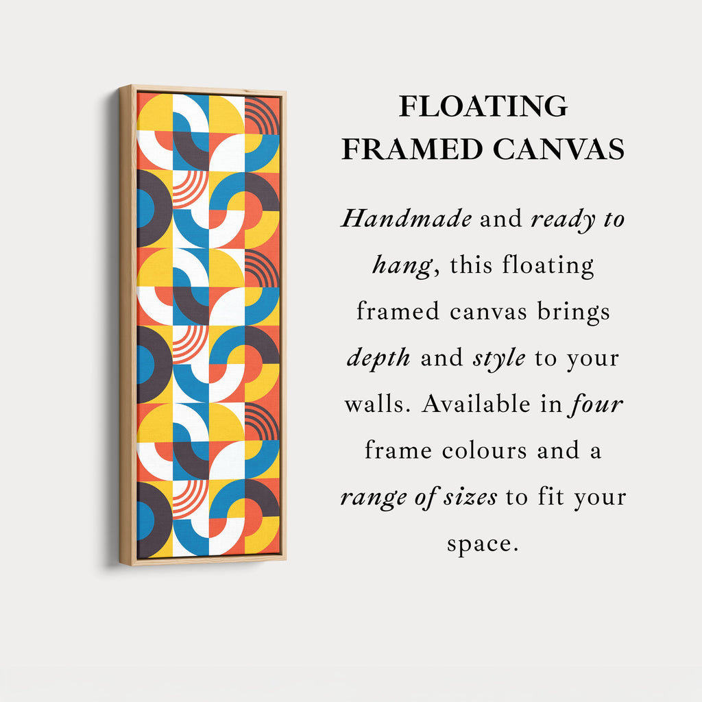 Retro Colorful Pattern Vertical Framed Canvas Wall Art for Living Room or Bedroom