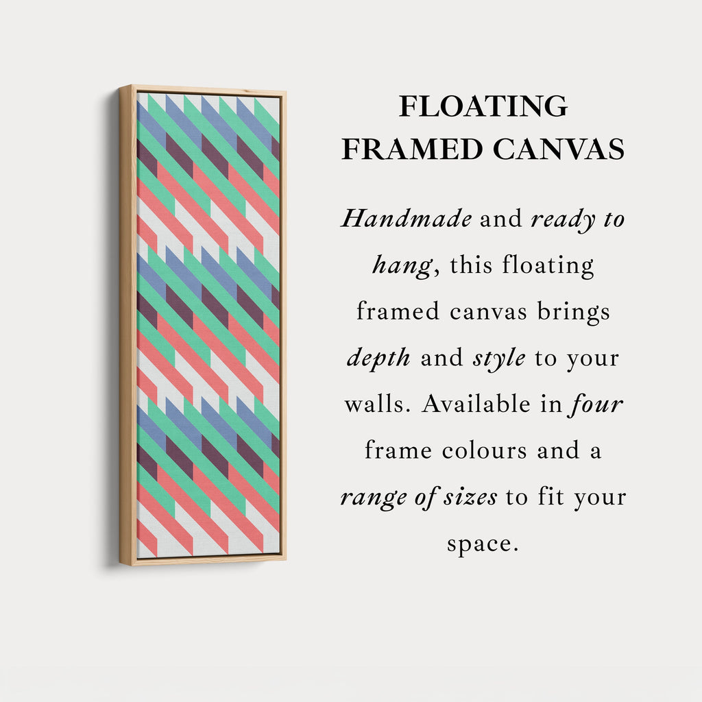 Retro Diagonal Stripes Vertical Framed Canvas Wall Art for Bedroom or Hallway