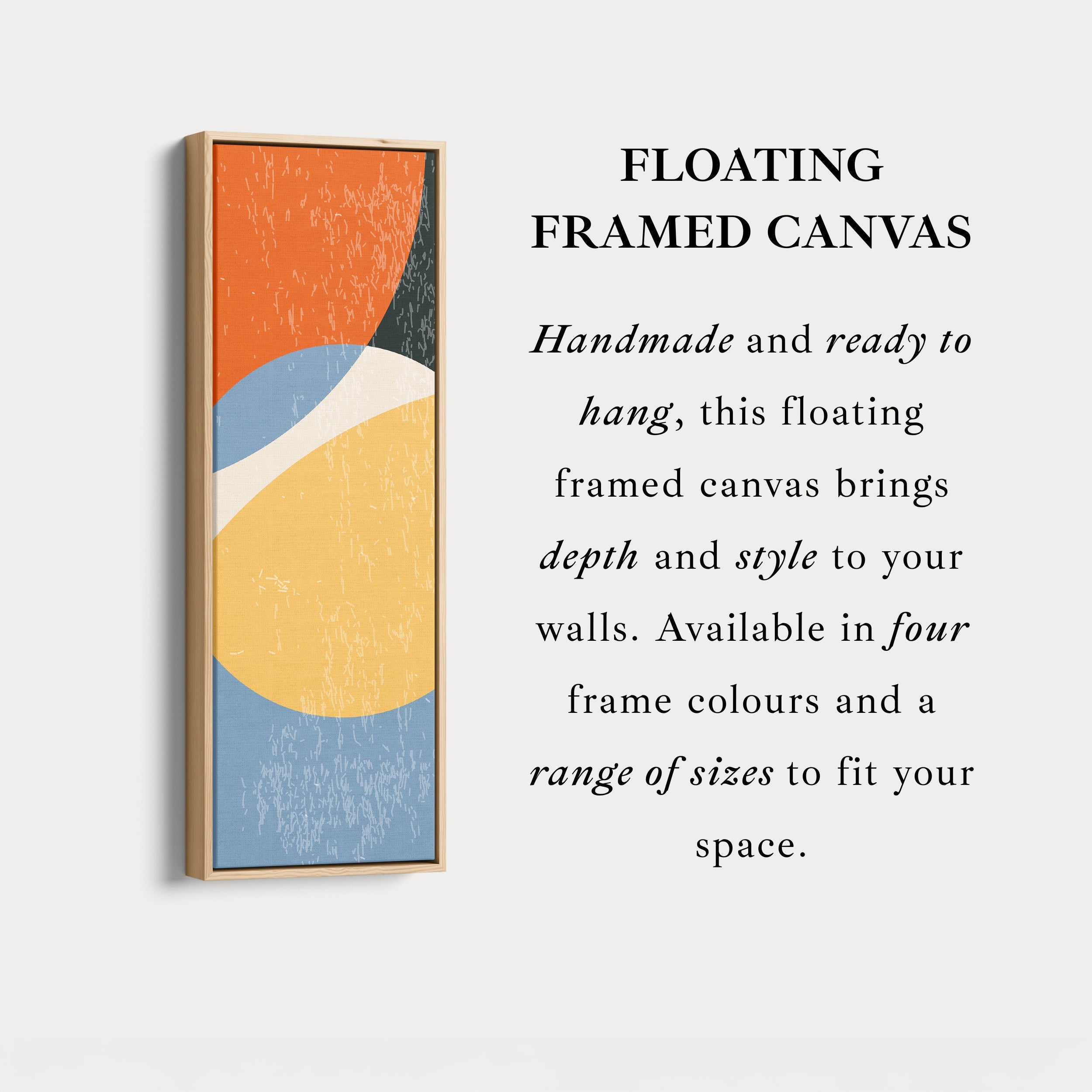 Modern Retro Curves Vertical Framed Canvas Wall Art for Living Room or Studio