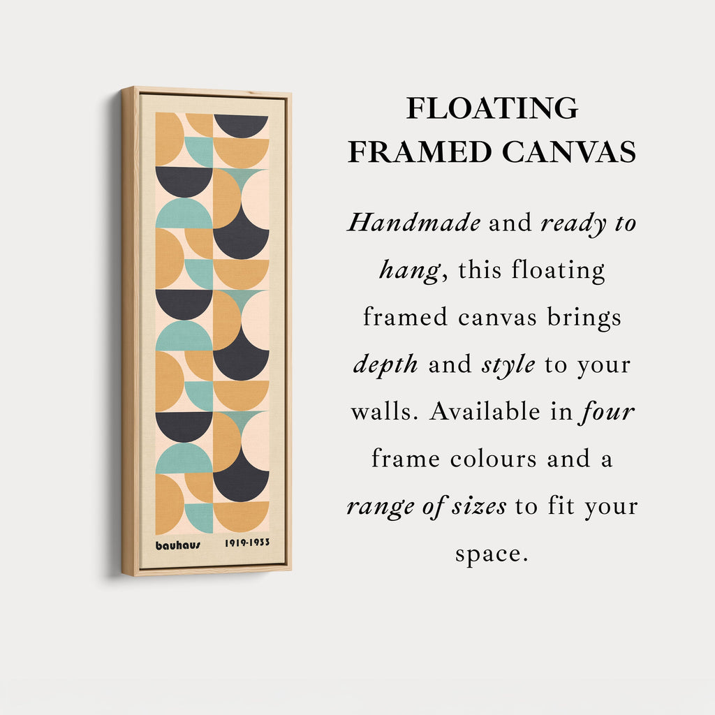 Retro Bauhaus Overlapping Shapes Vertical Framed Canvas Wall Art for Living Room or Study