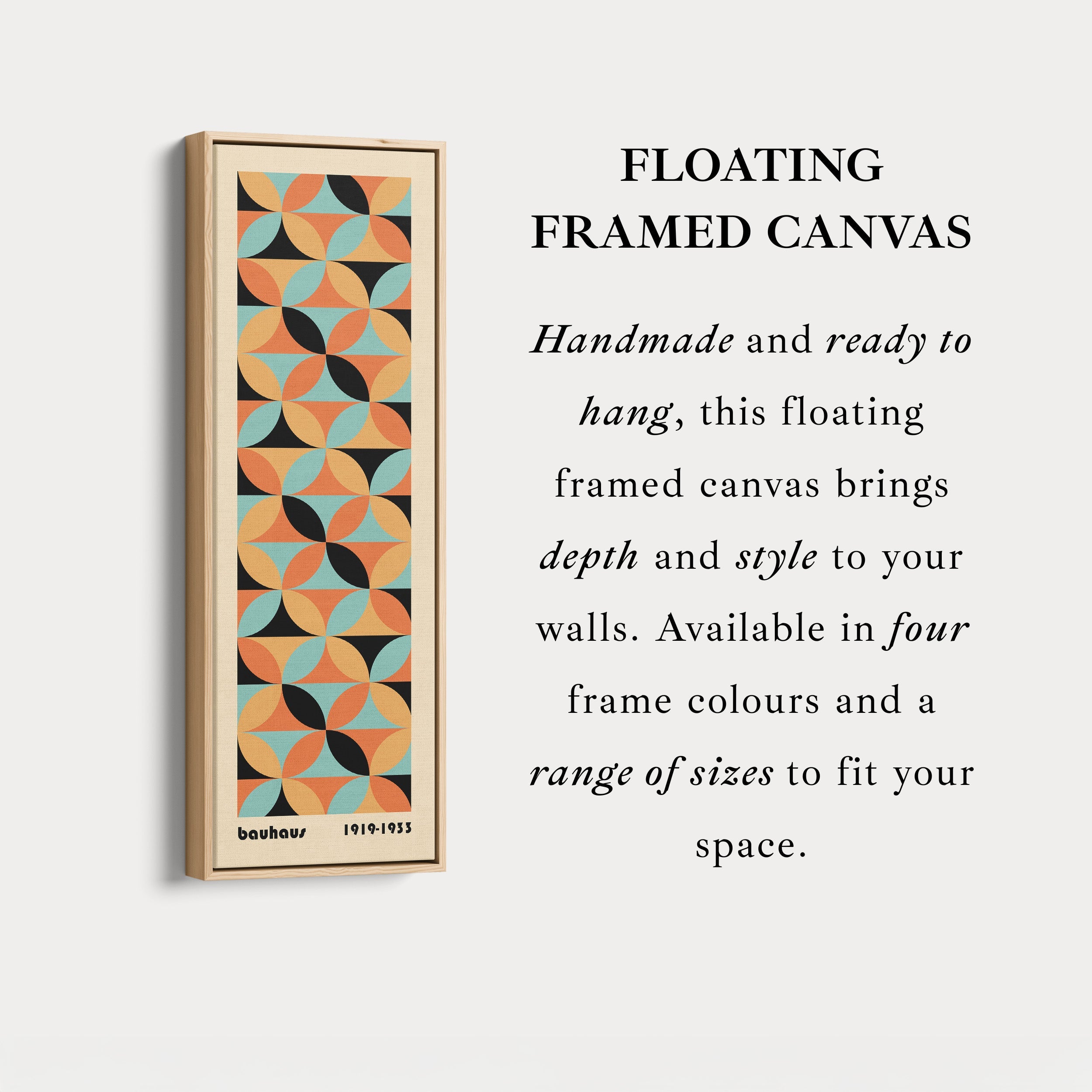 Bold Yellow Bauhaus Geometry Vertical Framed Canvas Wall Art for Office or Hallway