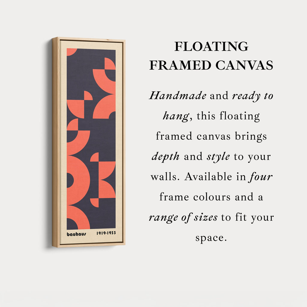 Blue and Orange Bauhaus Arches Vertical Framed Canvas Wall Art for Bedroom or Studio