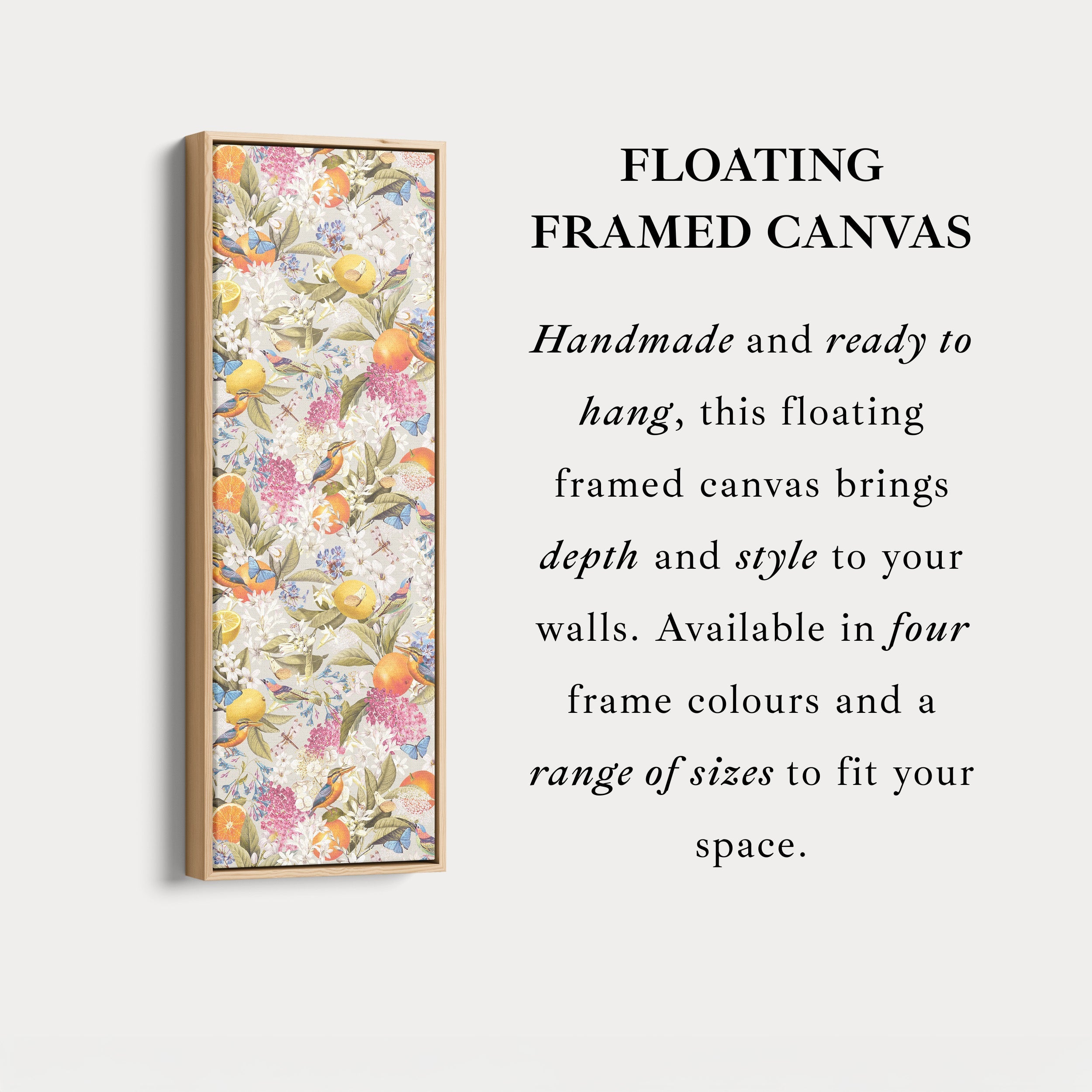 Tall Canvas Wall Art Botanical Oranges And Flowers Vertical Wall Art For Kitchen