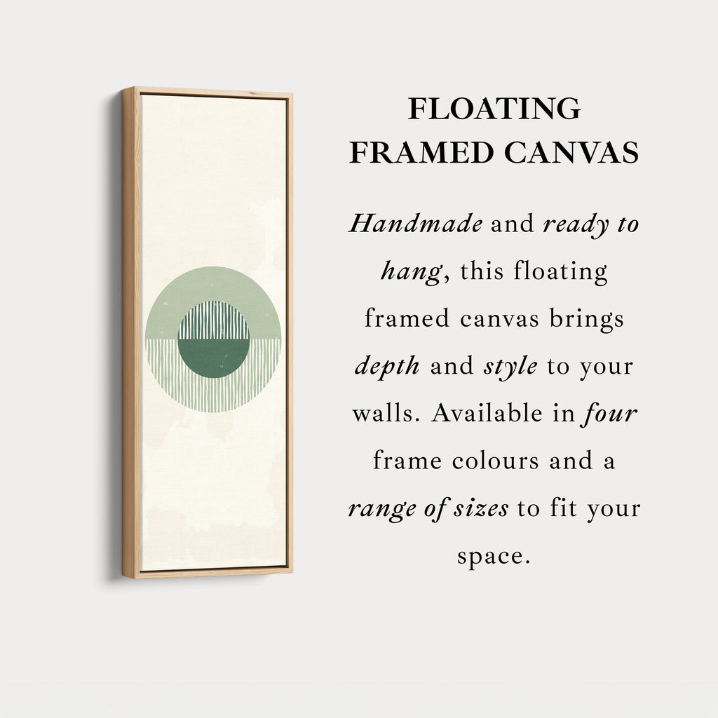 Vertical Framed Canvas Minimal Green Circle Statement