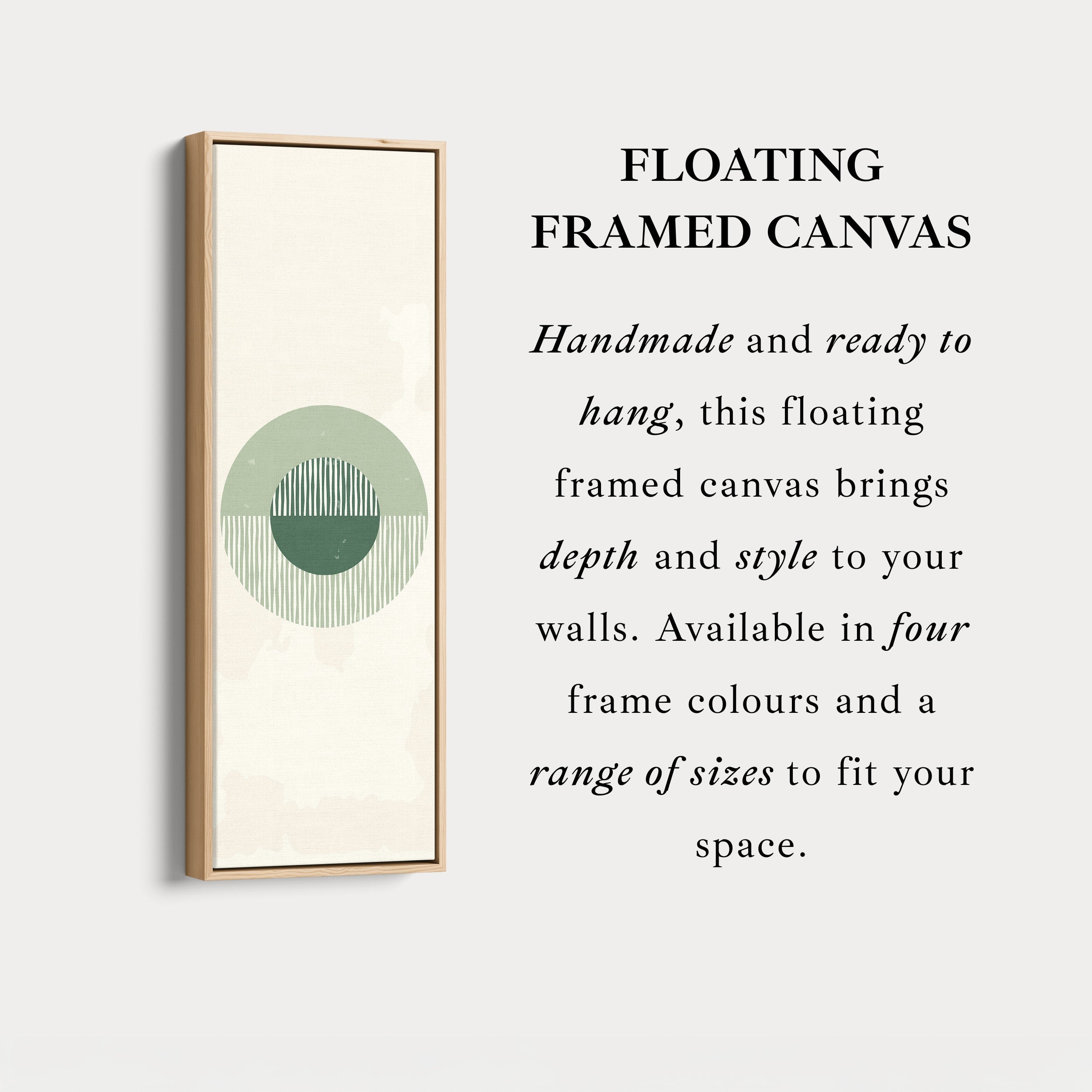 Vertical Framed Canvas Minimal Green Circle Statement