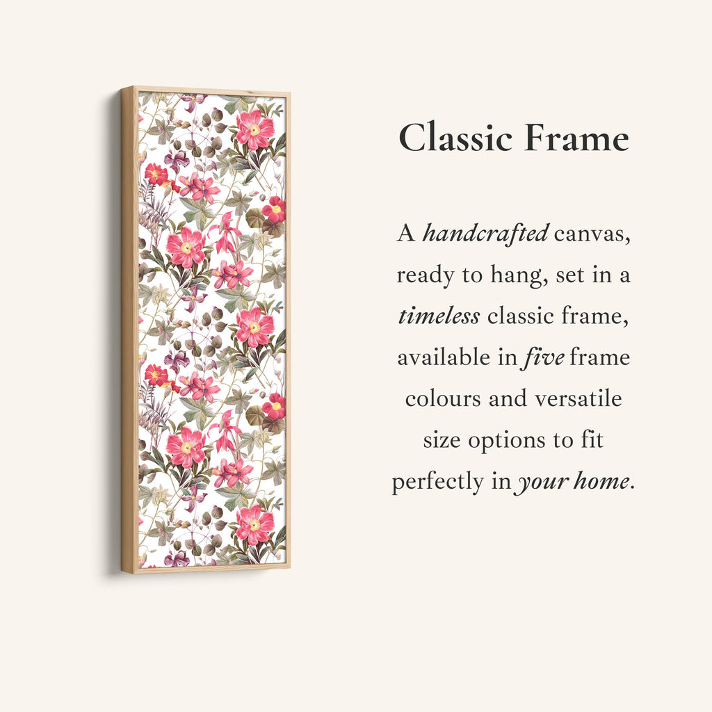 Tall Narrow Canvas Vintage Pink Floral Vertical Canvas For Living Room