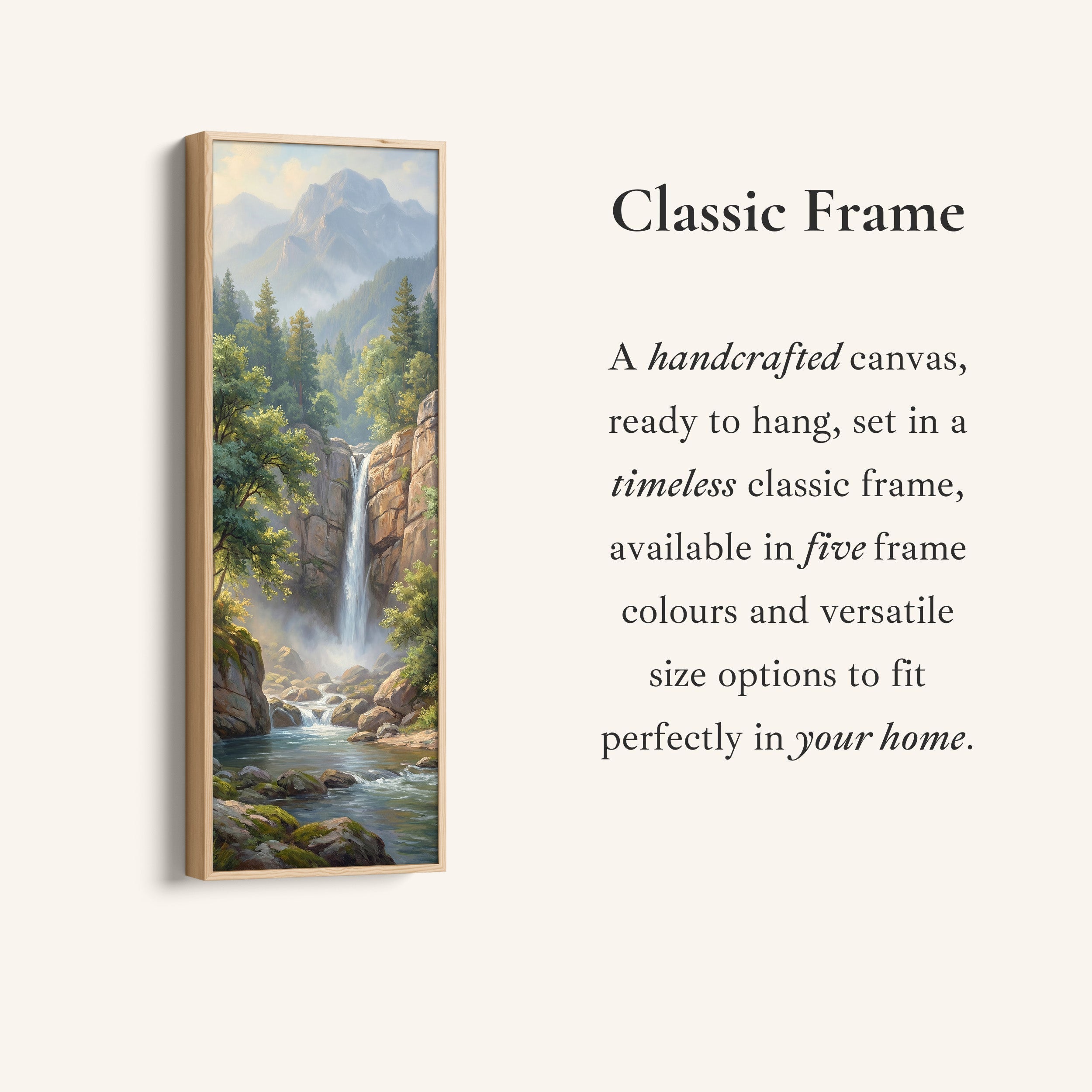 Mountain Waterfall Vertical Wall Art Statement Wall Decor Living Room