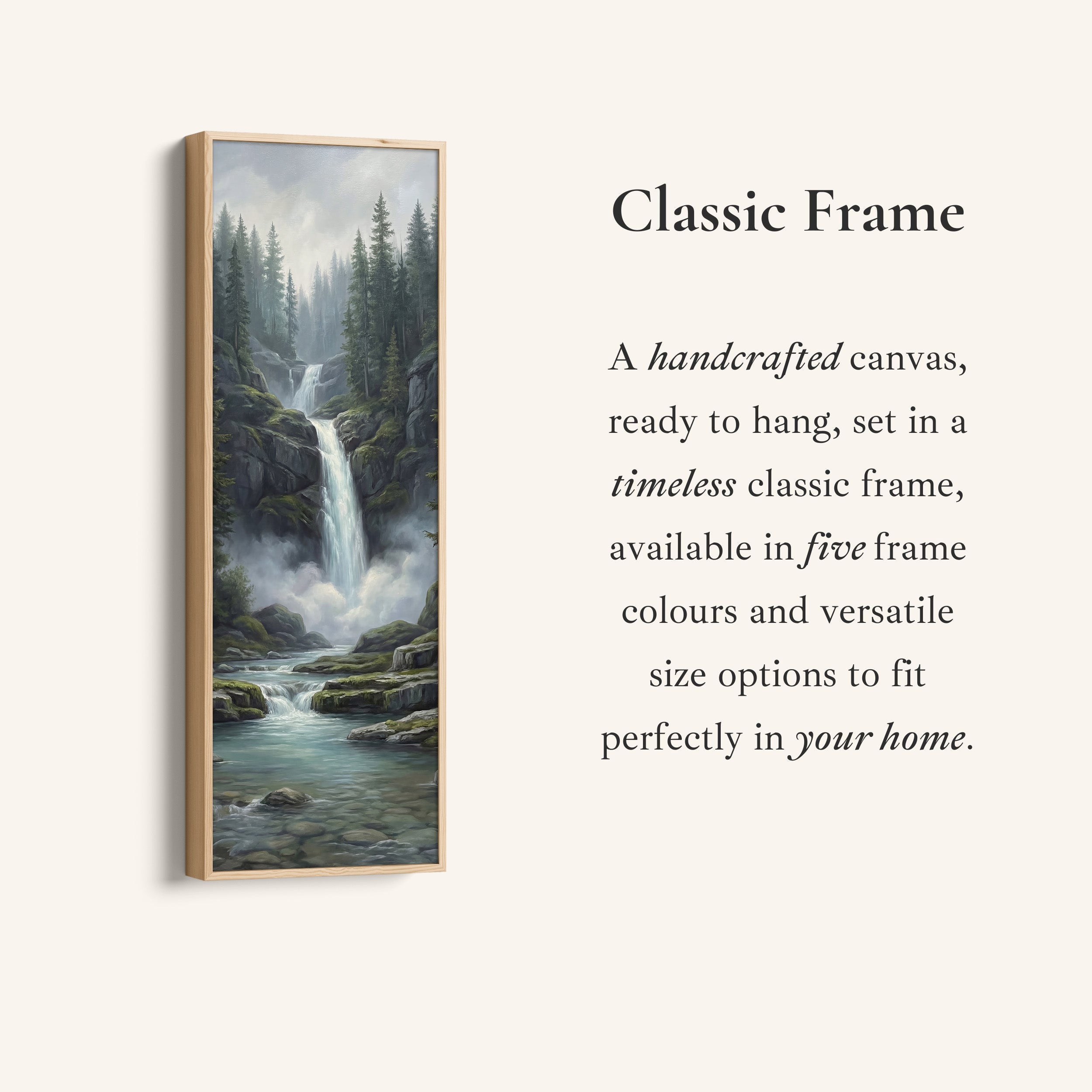 Pine Forest Falls Large Wall Art Framed Canvas Print Living Room