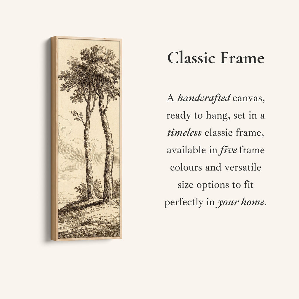 Long Wall Art Vintage Tree Illustration Canvas Print Hallway
