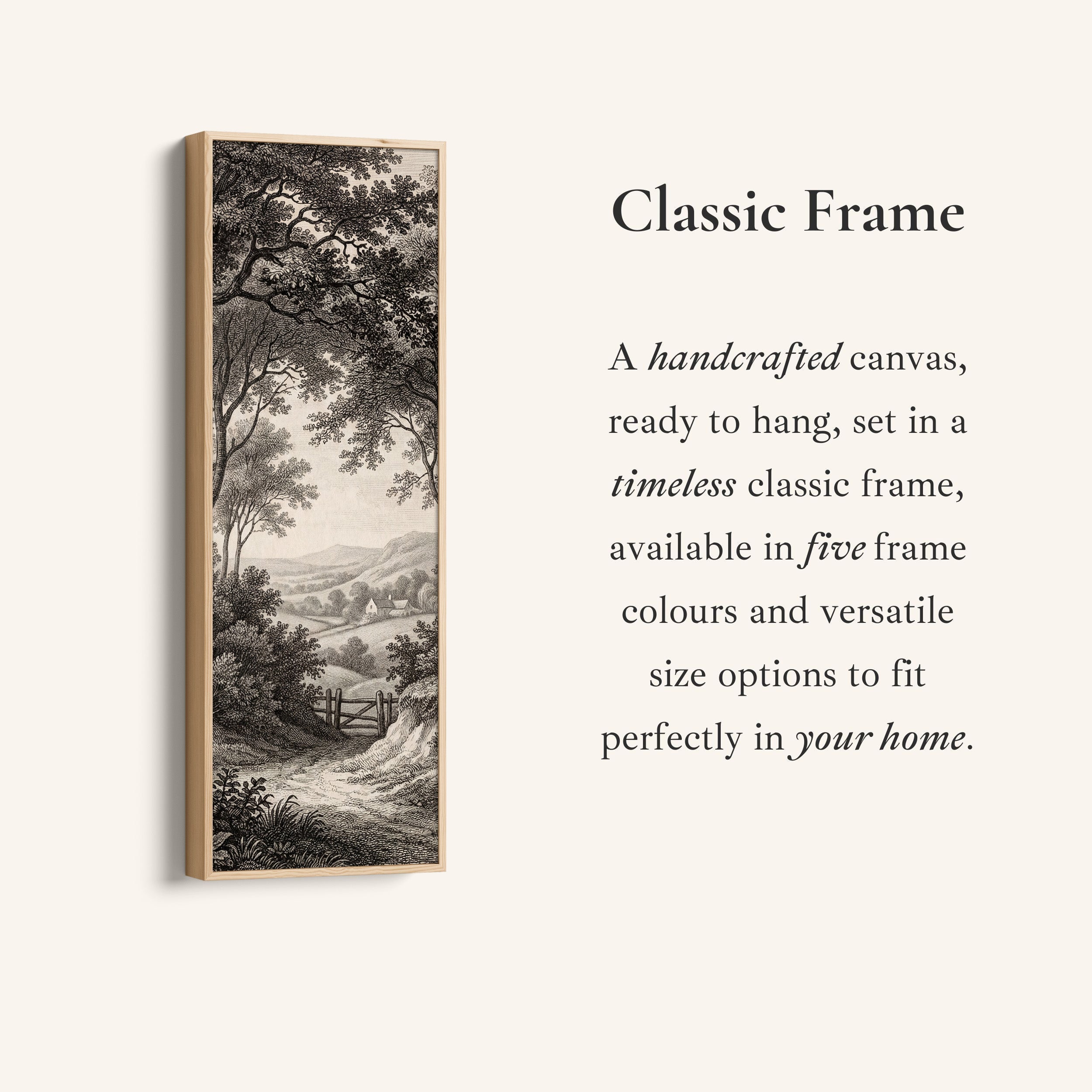 Vintage Countryside Path Vertical Wall Art Wide Canvas Bedroom