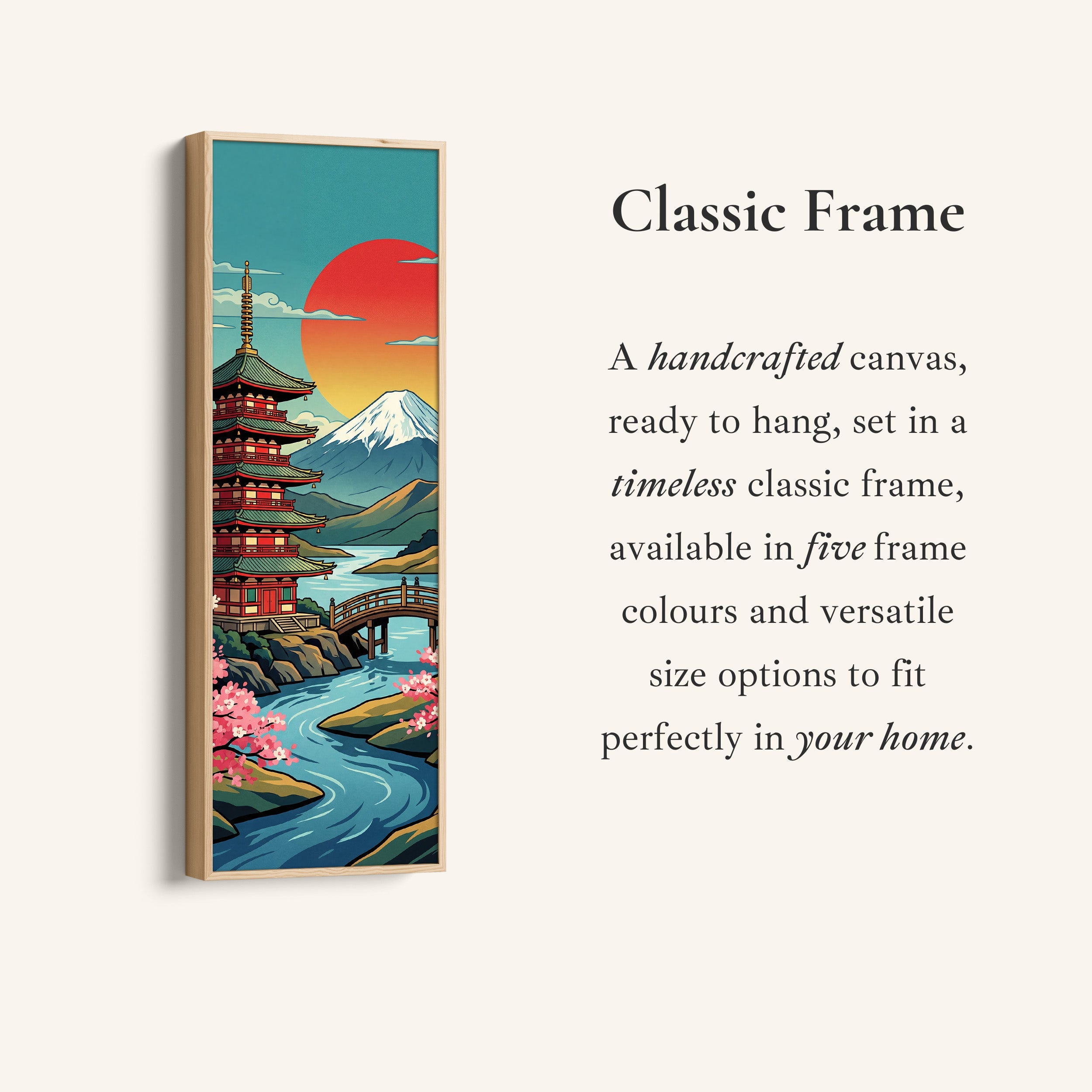 Japanese Pagoda Vertical Wall Art Panoramic Canvas Living Room