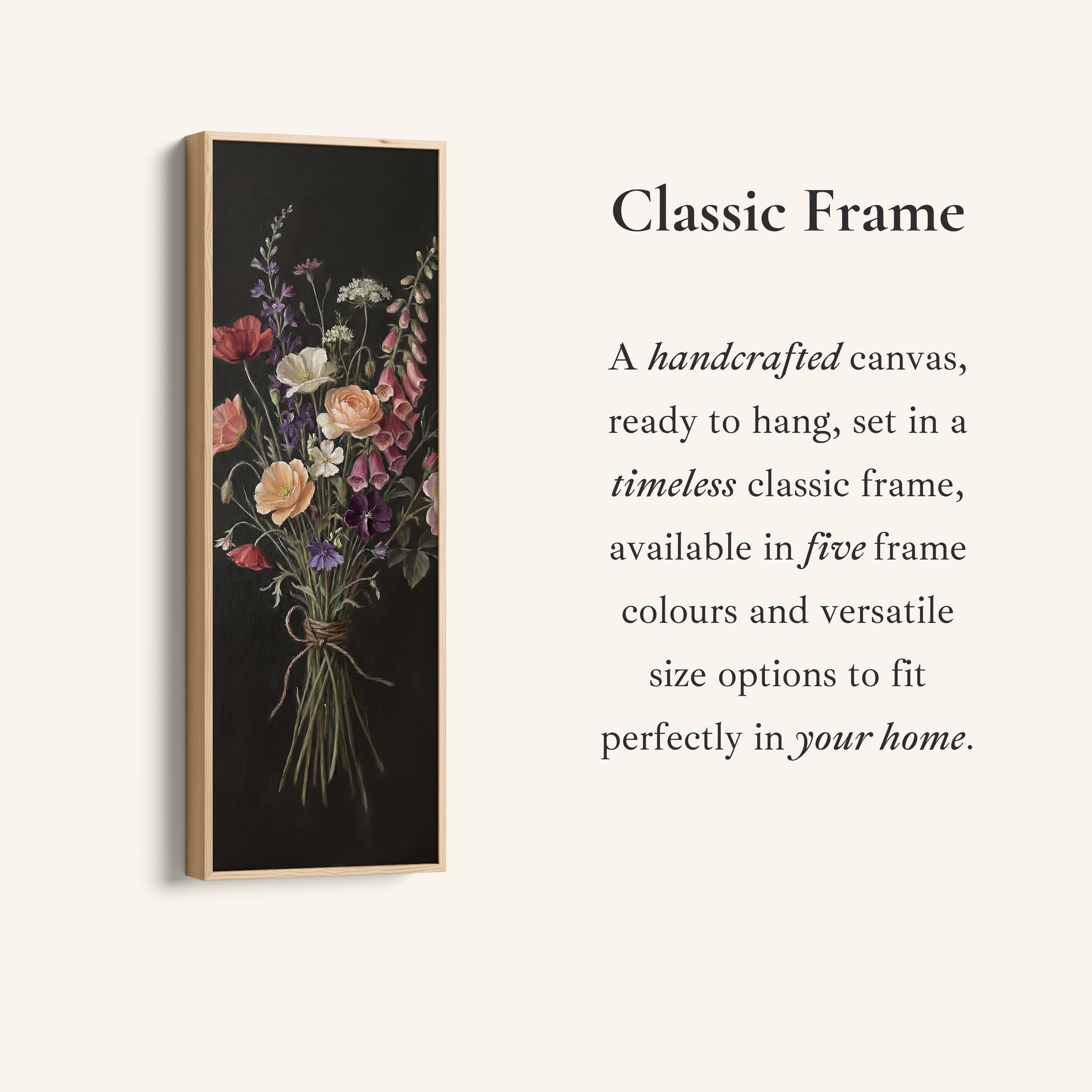 Floral Bouquet Vertical Wall Art Vintage Canvas Bedroom