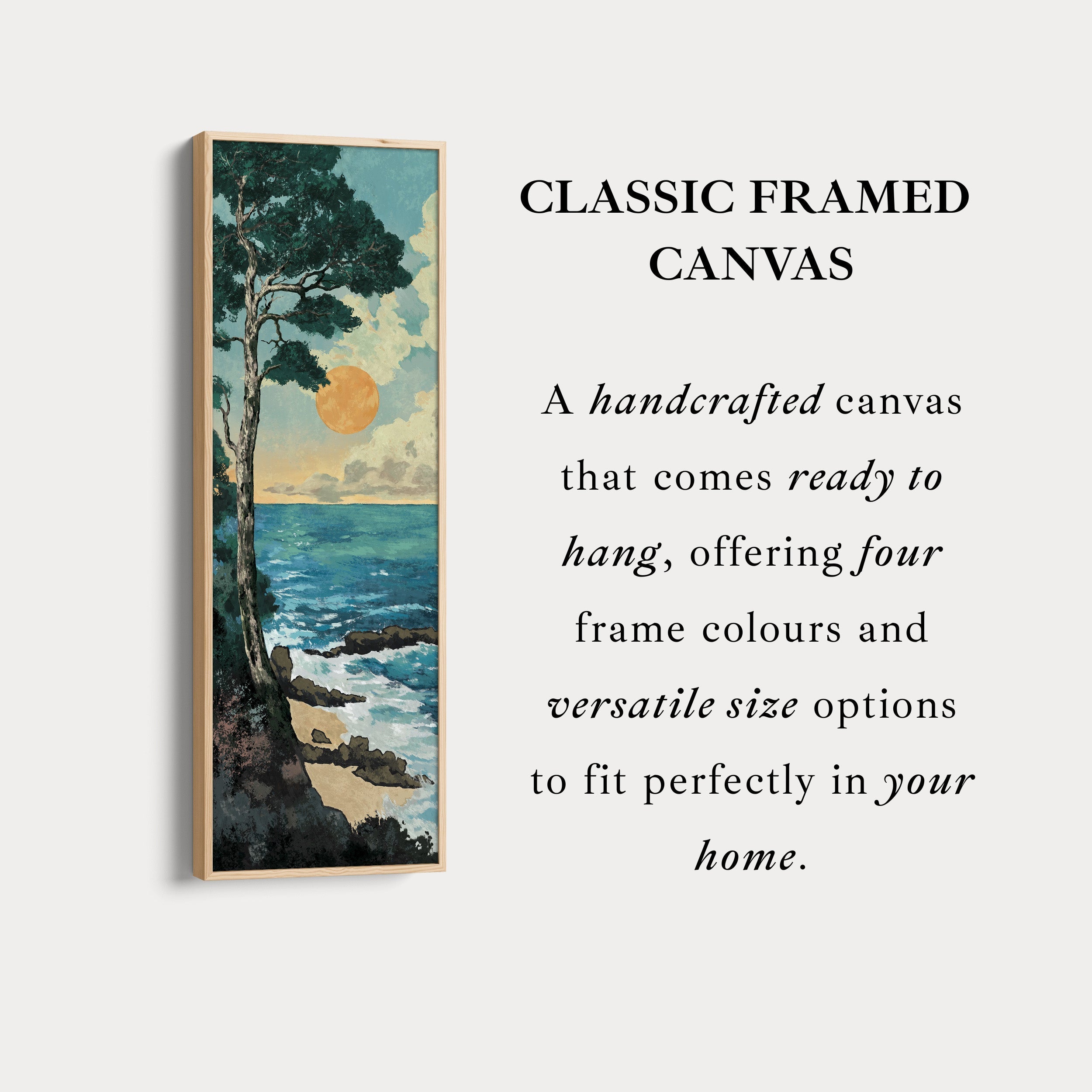 Coastal Big Framed Pictures Tall Narrow Vertical Wall Art