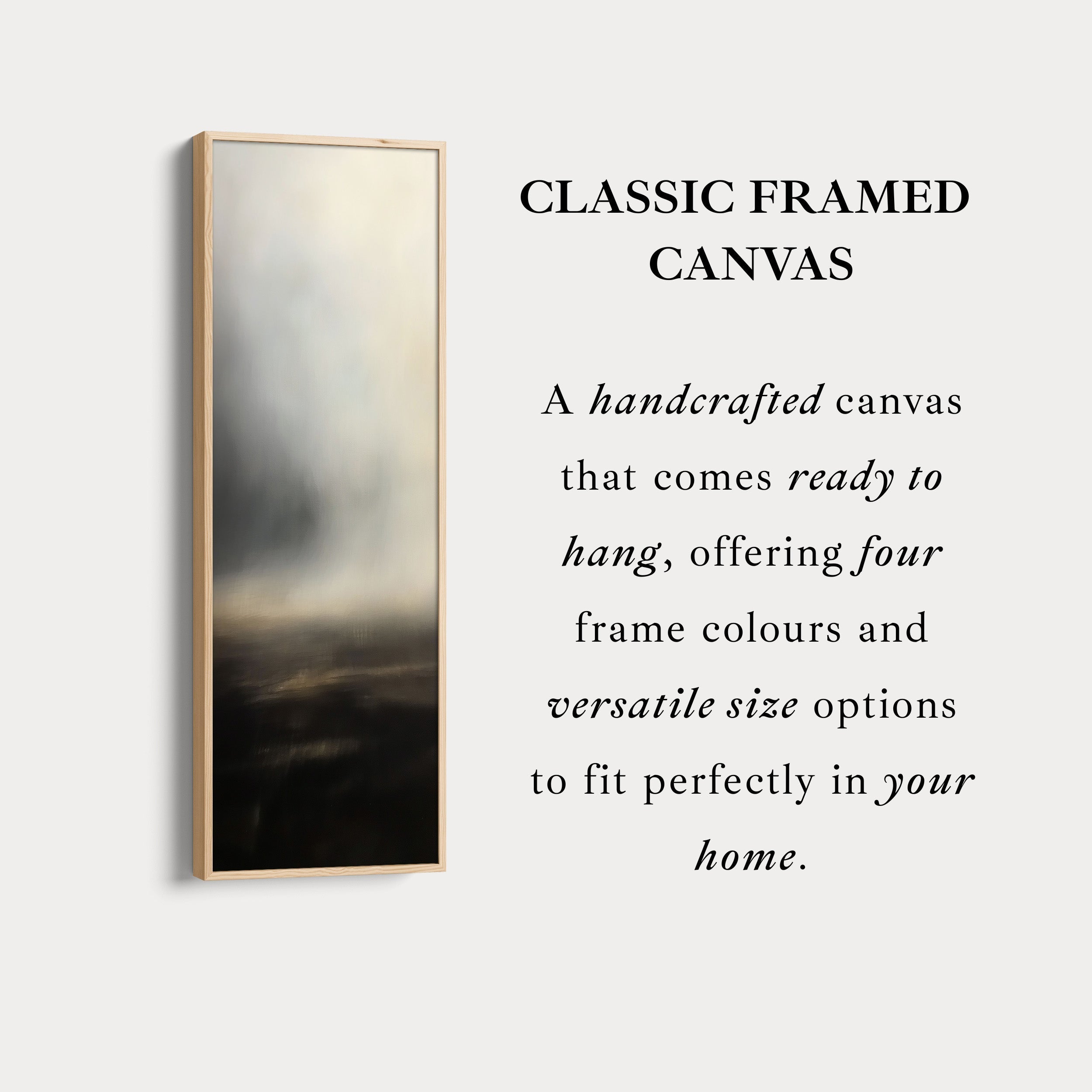 Grey Cloud Long Vertical Skinny Large Framed Canvas Decor