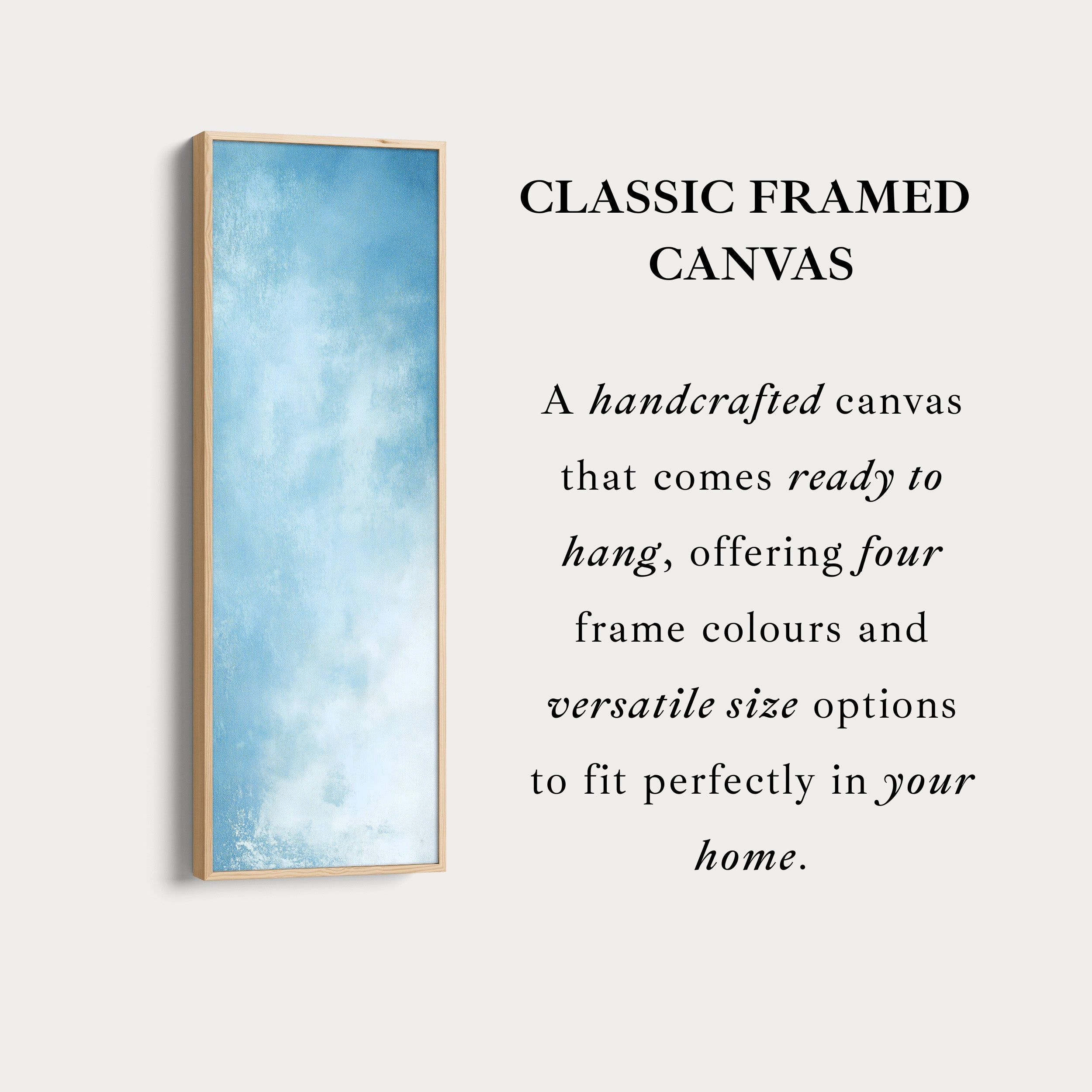 Light Blue Abstract Bedroom Decor Vertical Wall Art - Tall Long Narrow Vertical