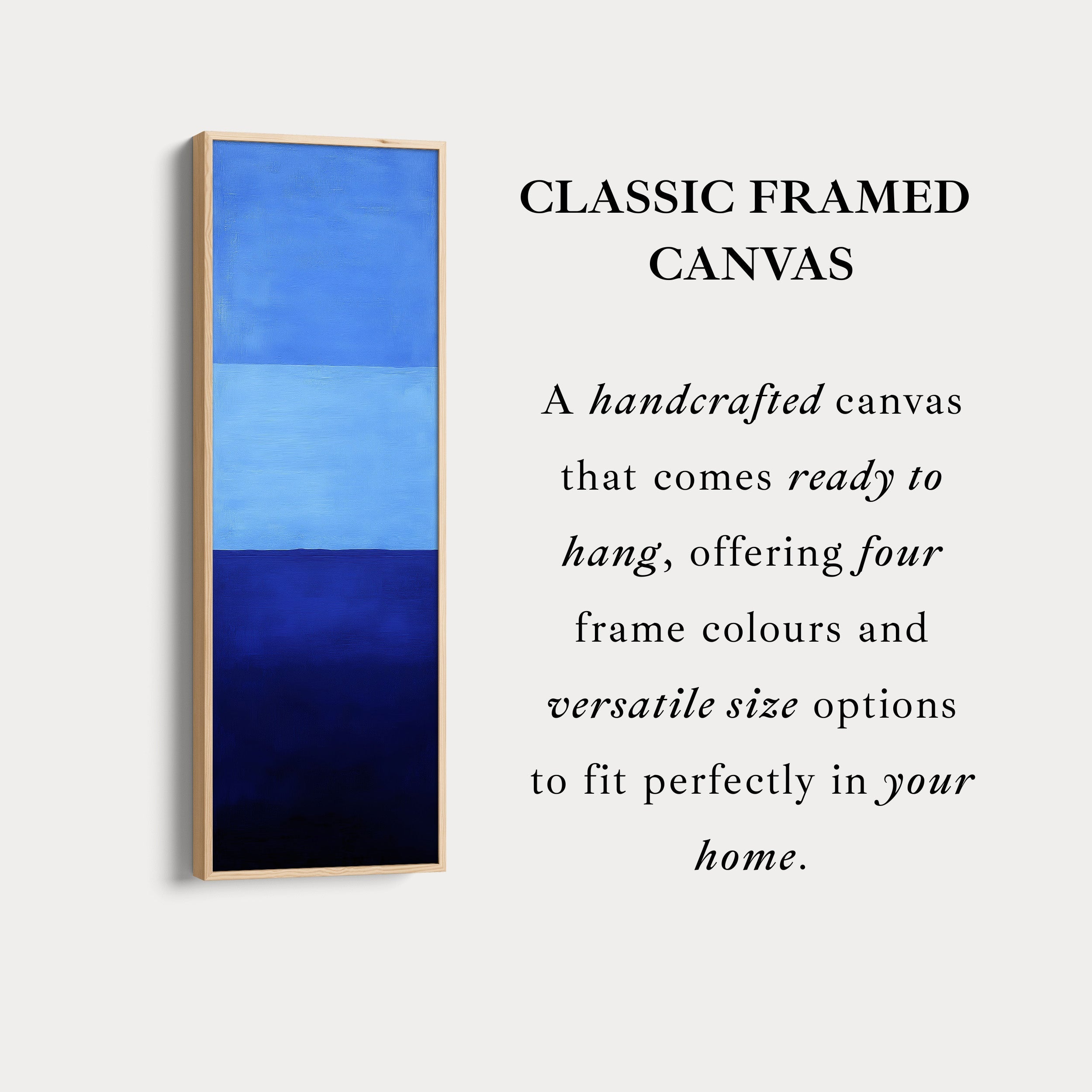Minimalist Blue Living Room Decor Vertical Wall Art - Tall Long Narrow Vertical
