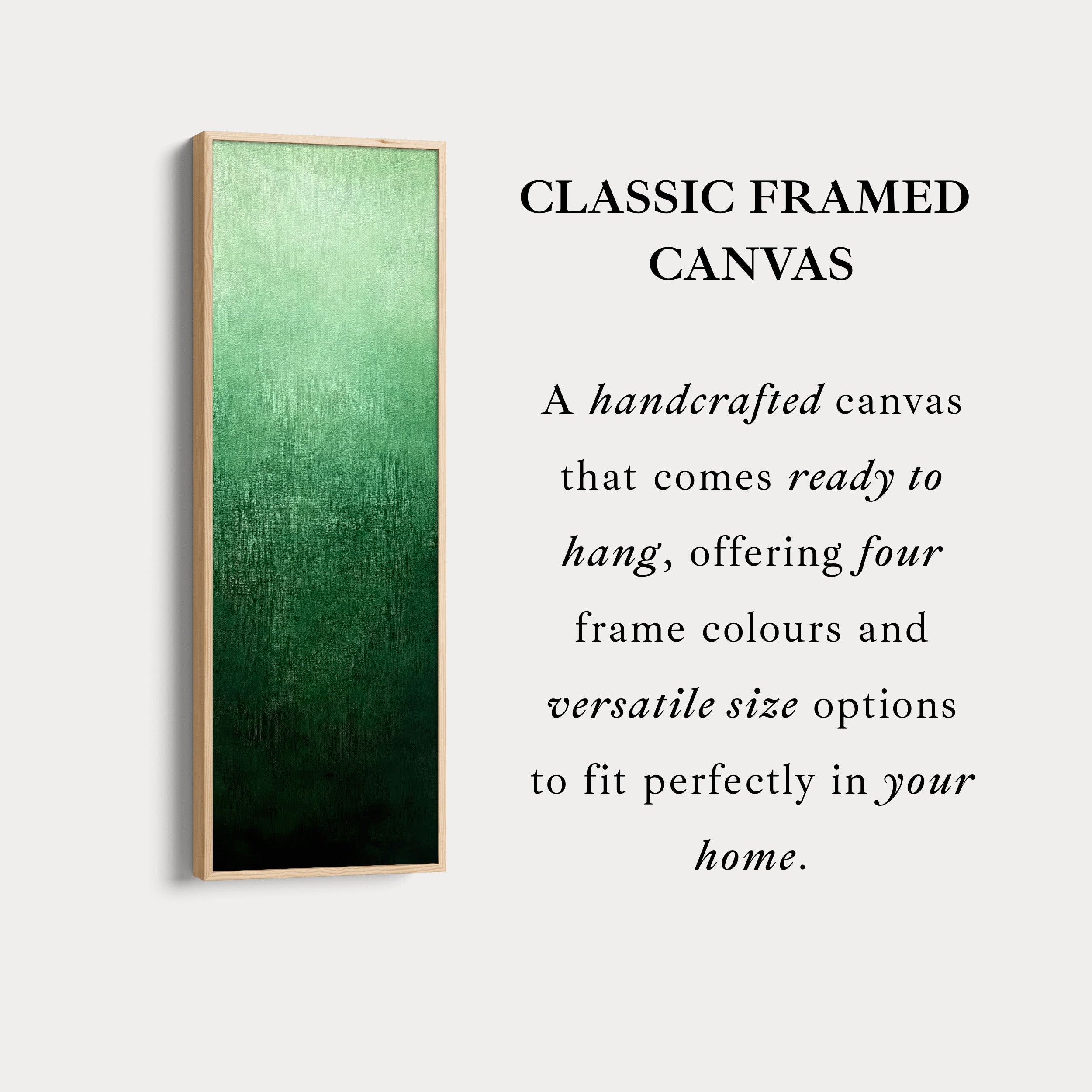 Minimalist Green Living Room Decor Vertical Wall Art - Tall Long Narrow Vertical