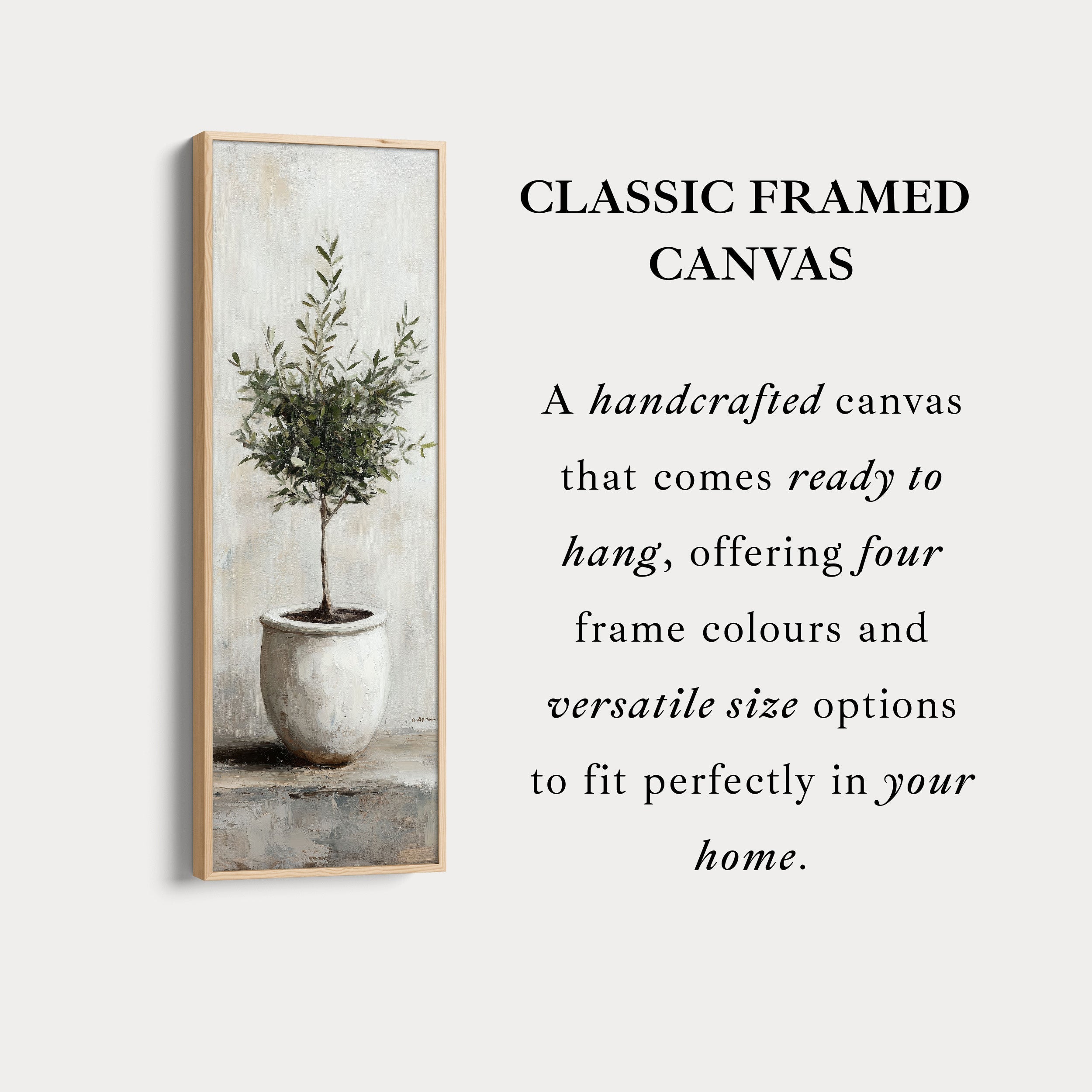 Rustic Olive Tree Long Narrow Vertical Wall Art Canvas