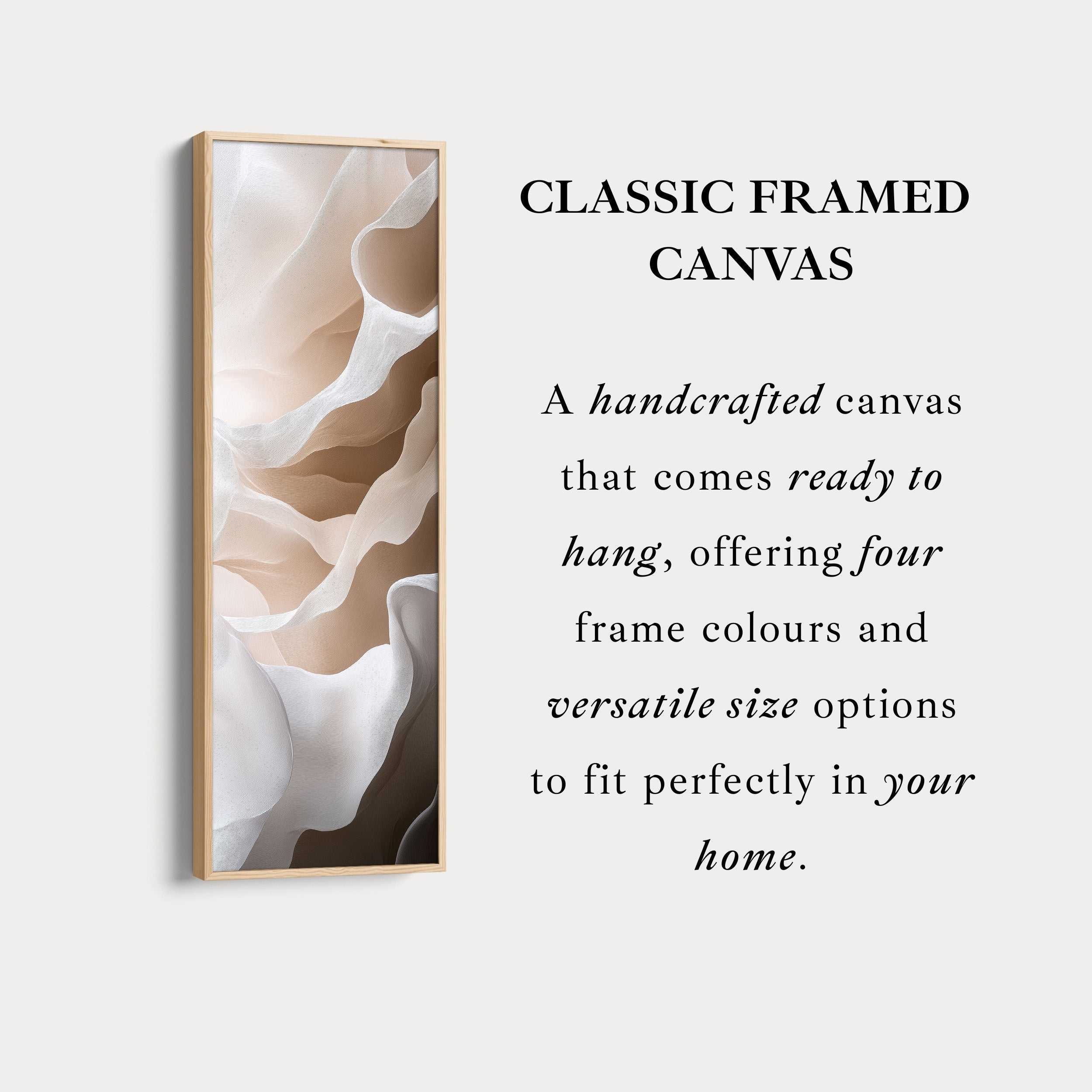 Beige & White Long Narrow Vertical Wall Art Large Canvas Decor