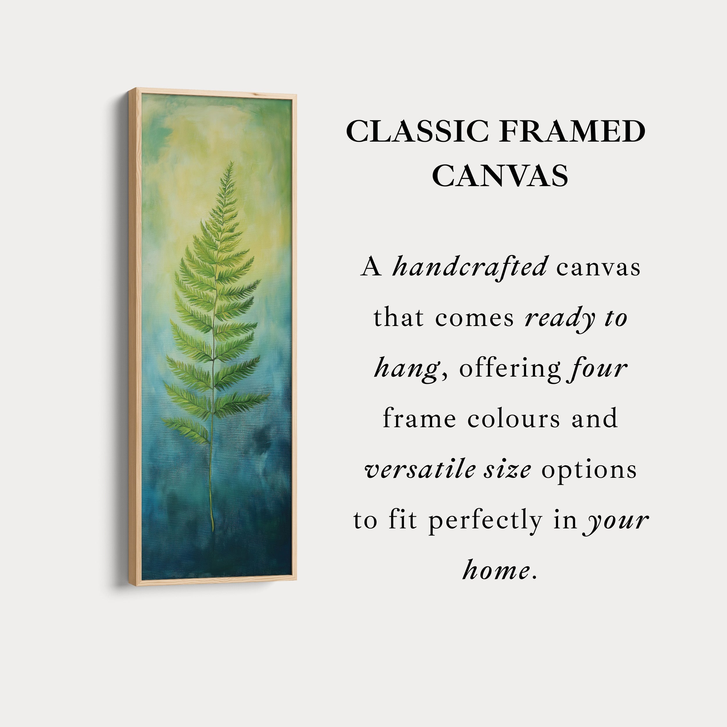 Fern Long Narrow Framed Canvas Wall Art For Living Room