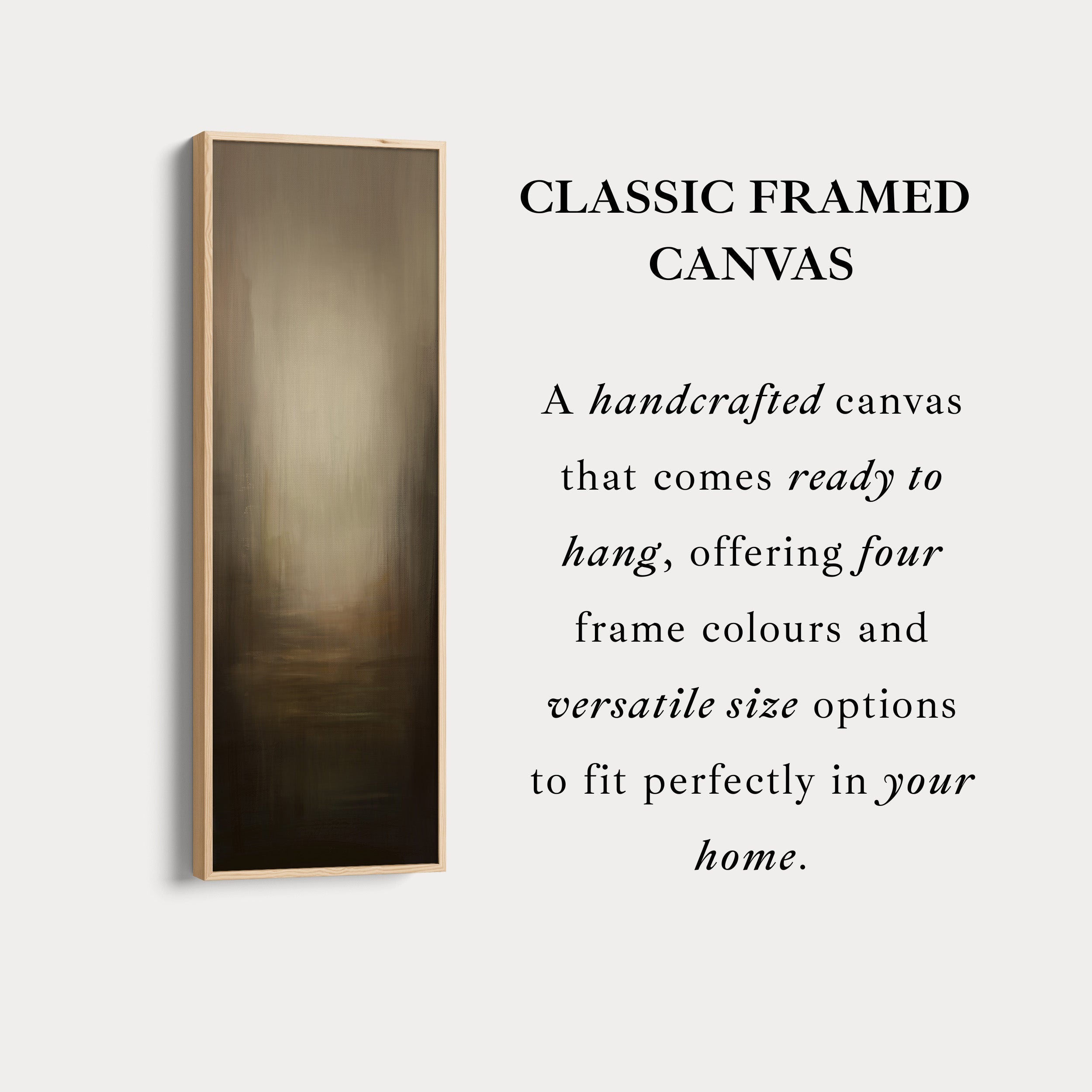 Abstract Dark Beige Long Vertical Tall Wall Art Large Framed Canvas