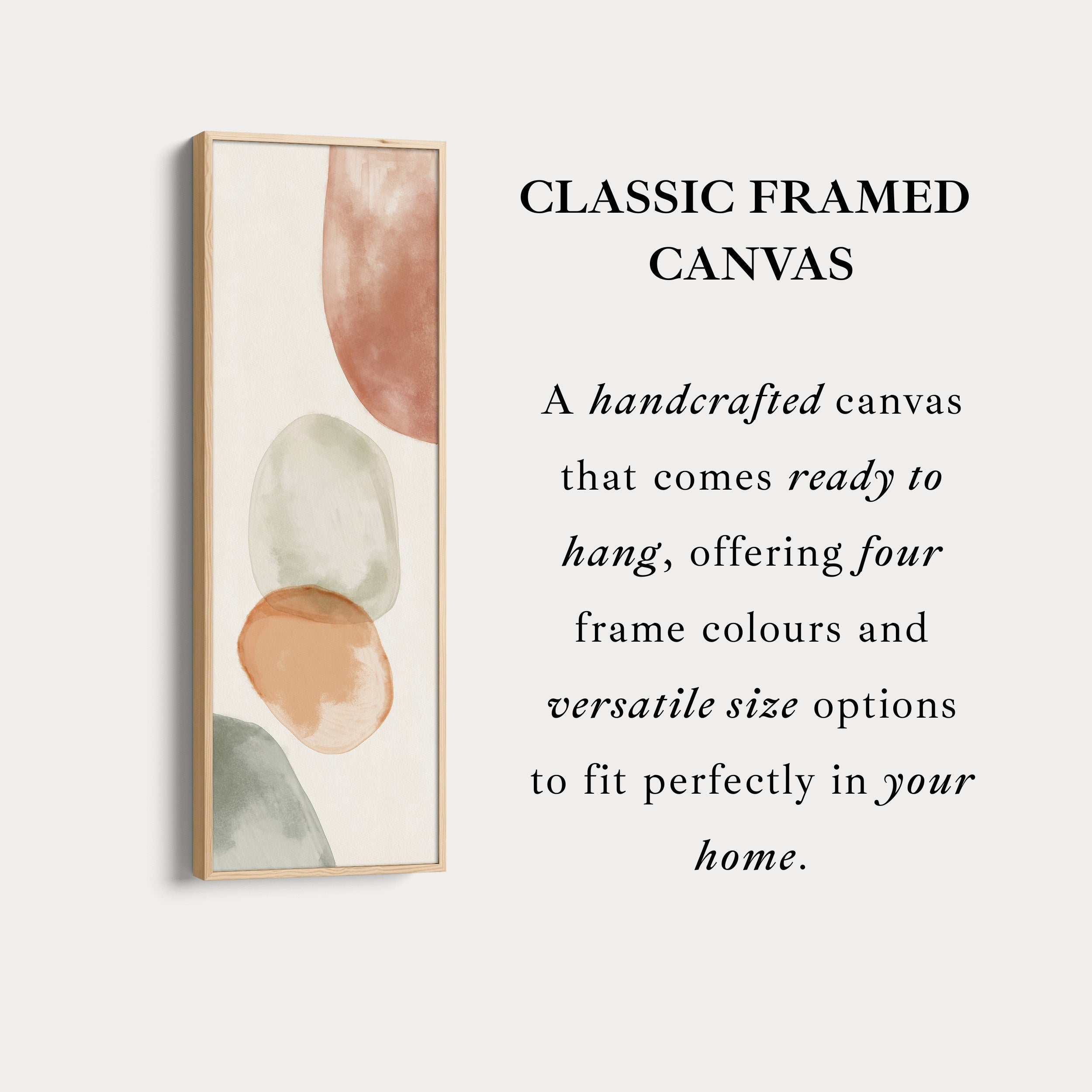 Vertical Beige Abstract Long Framed Canvas Decor