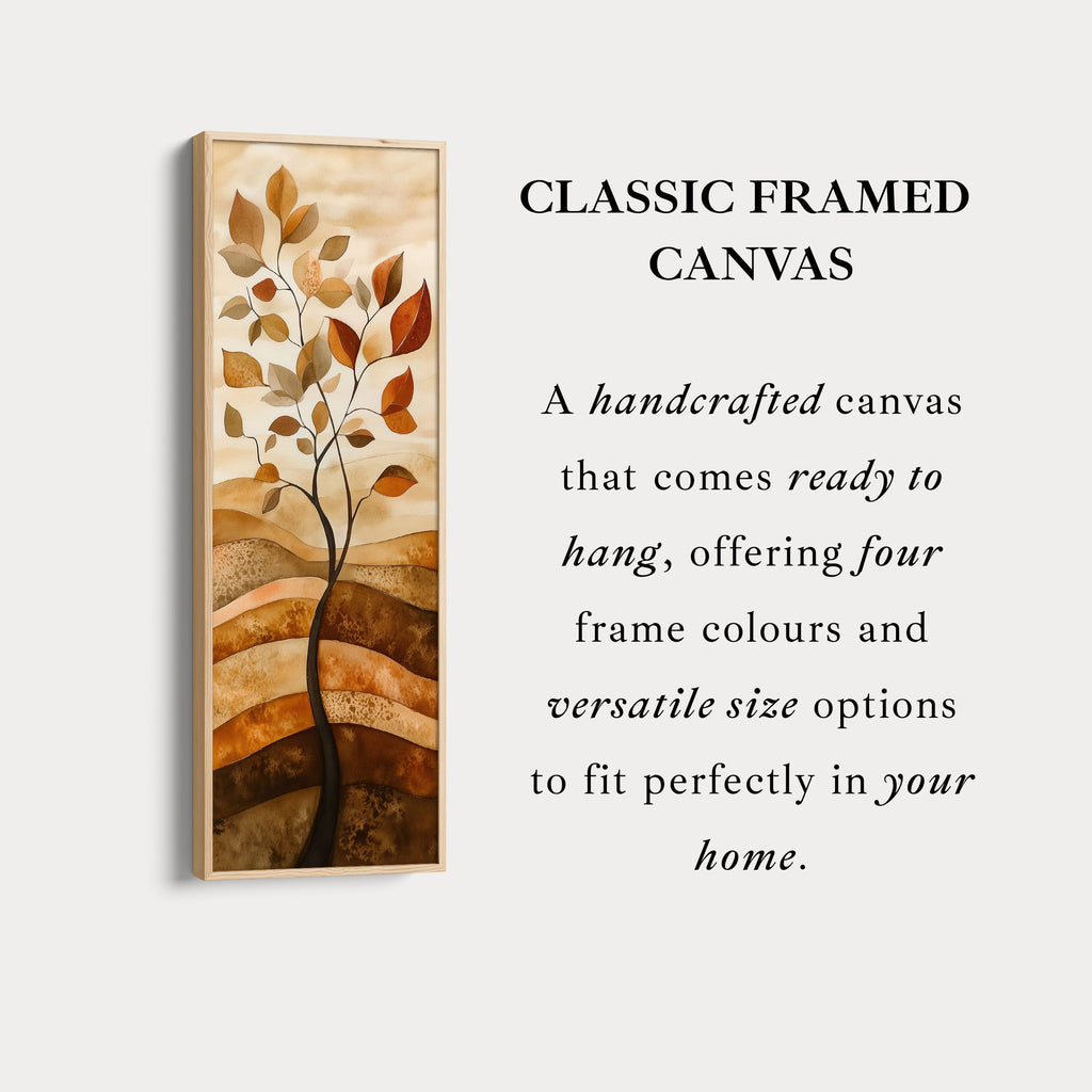 Vertical Abstract Tree Long Framed Canvas Decor