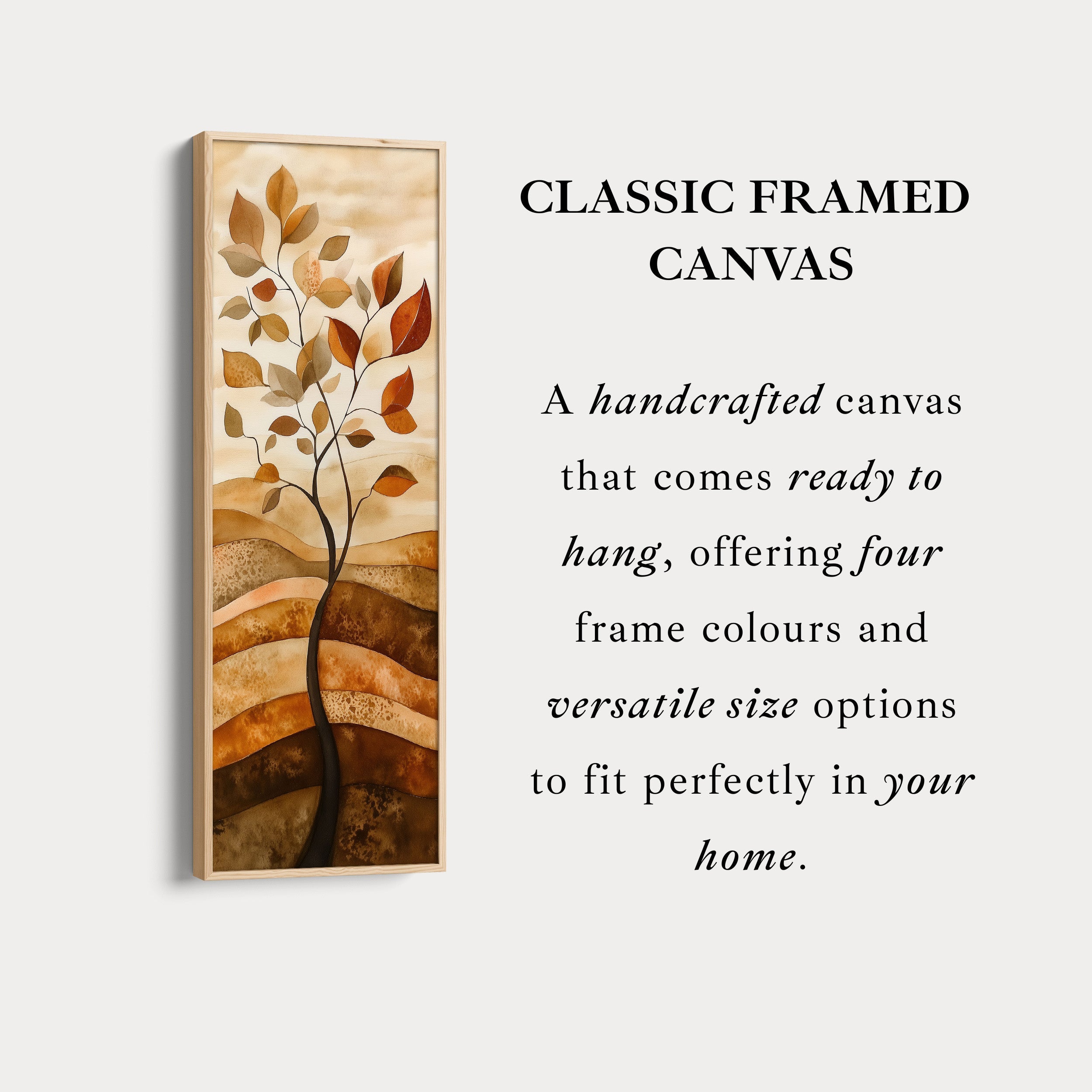 Vertical Abstract Tree Long Framed Canvas Decor