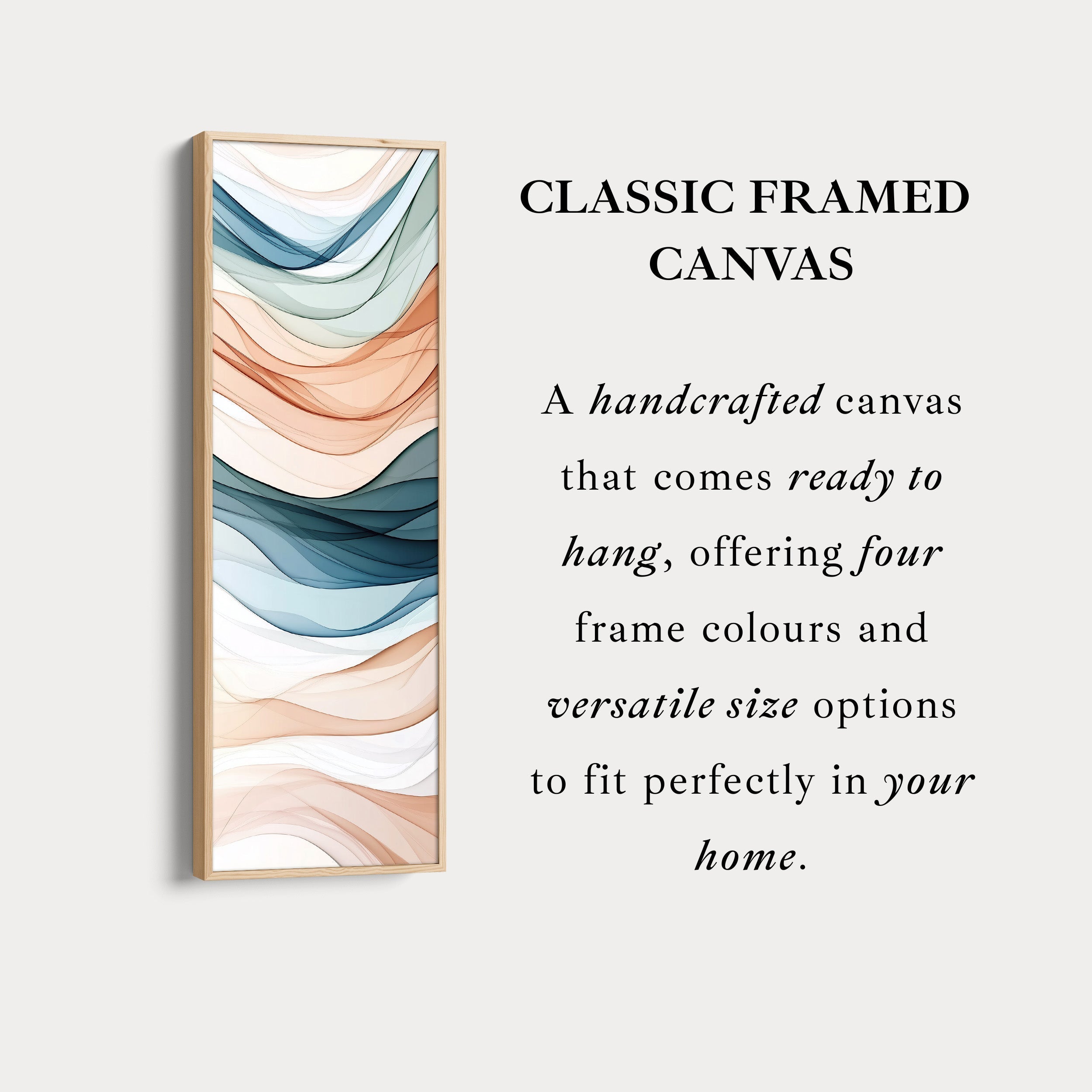 Long Narrow Vertical Wall Art Neutral Wave