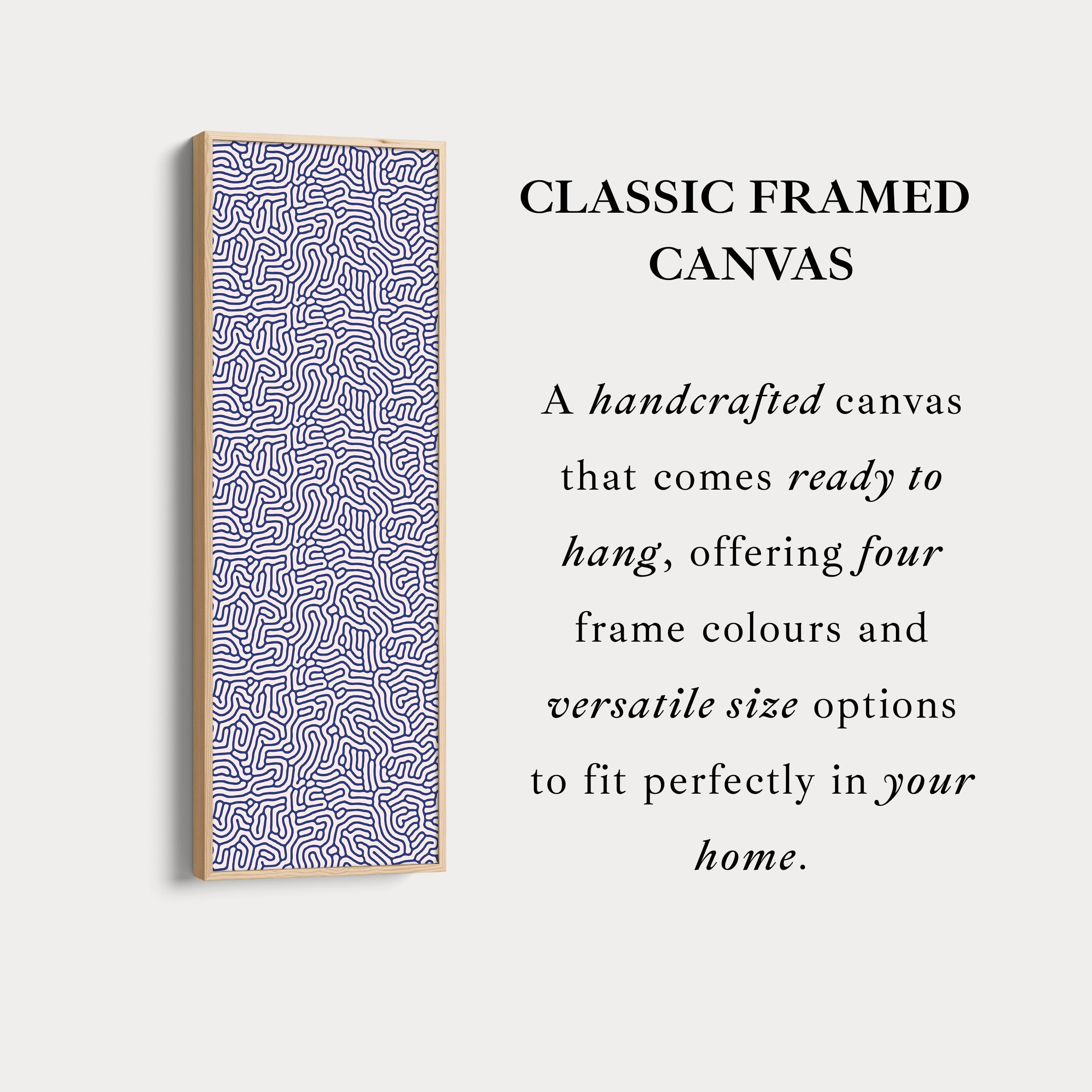 Blue & Beige Organic Pattern Long Vertical Wall Art