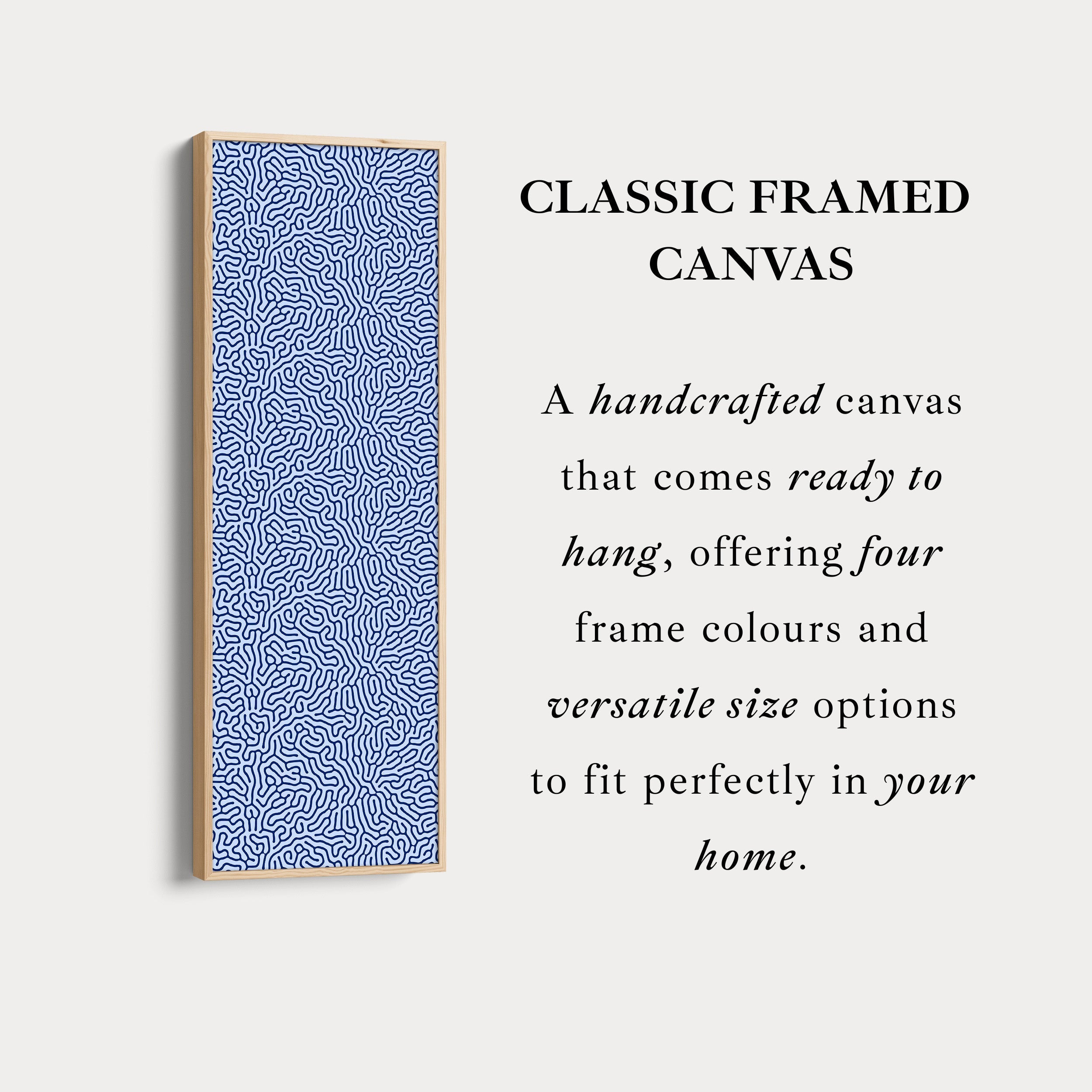 Dark & Light Blue Wriggly Vertical Narrow Wall Art