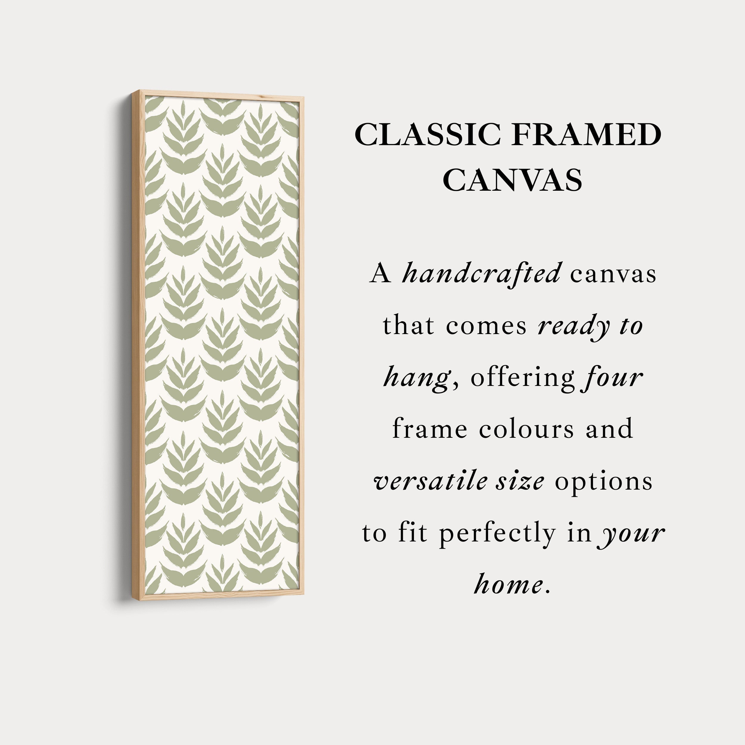 Long Tall Narrow Wall Art Boho Green Leaves