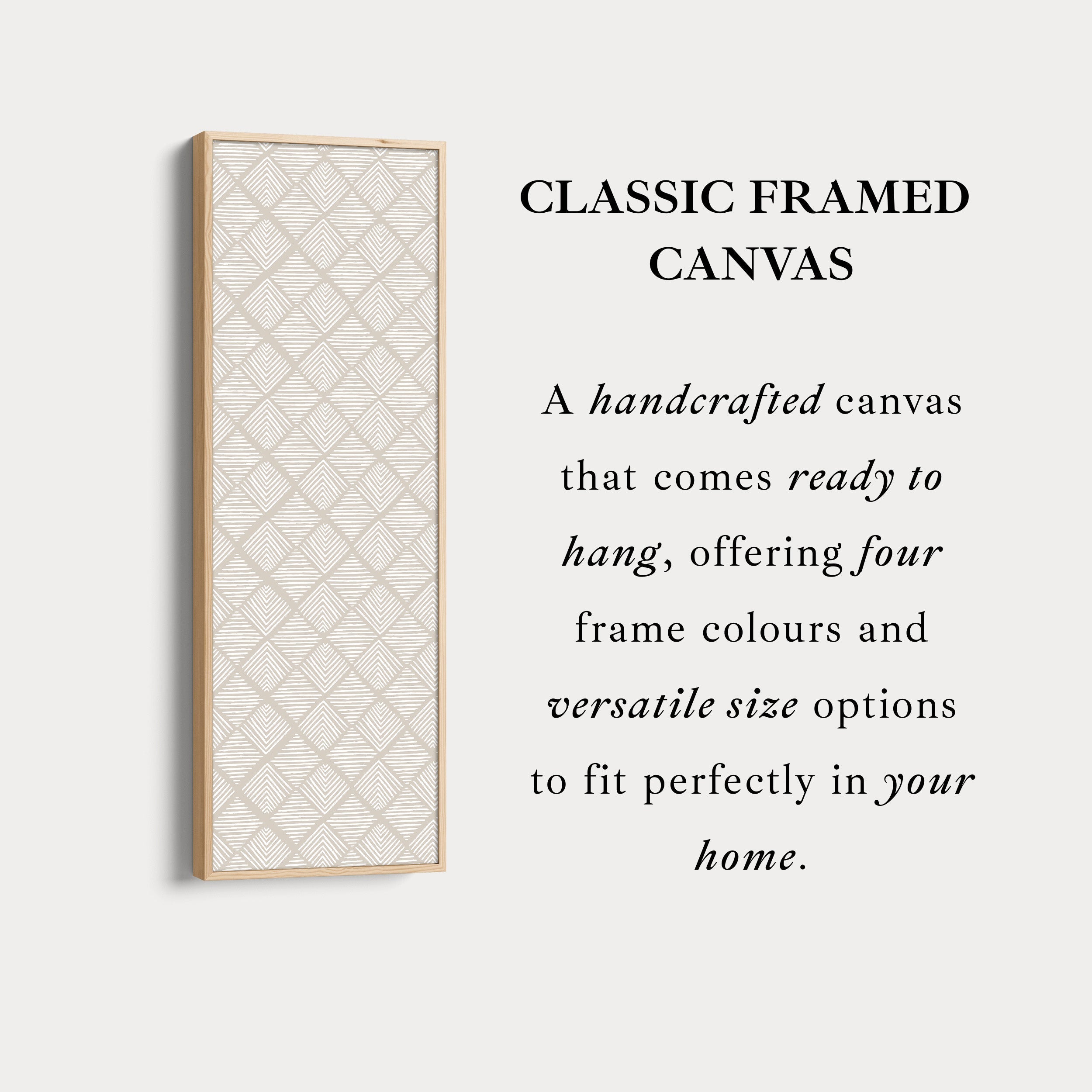 Vertical Wall Art Beige Geometric Pattern