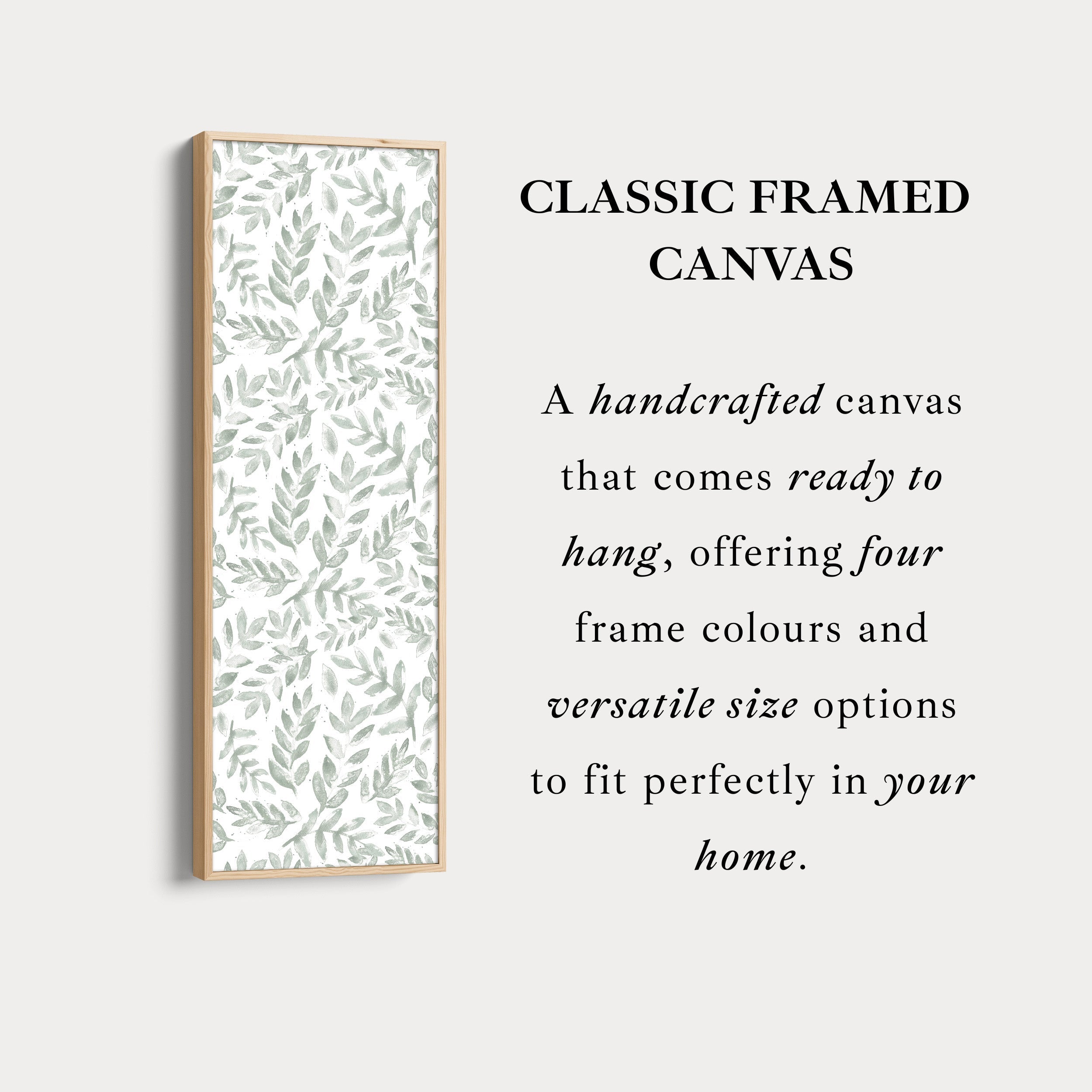 Sage Green Botanical Tall Narrow Vertical Framed Wall Decor