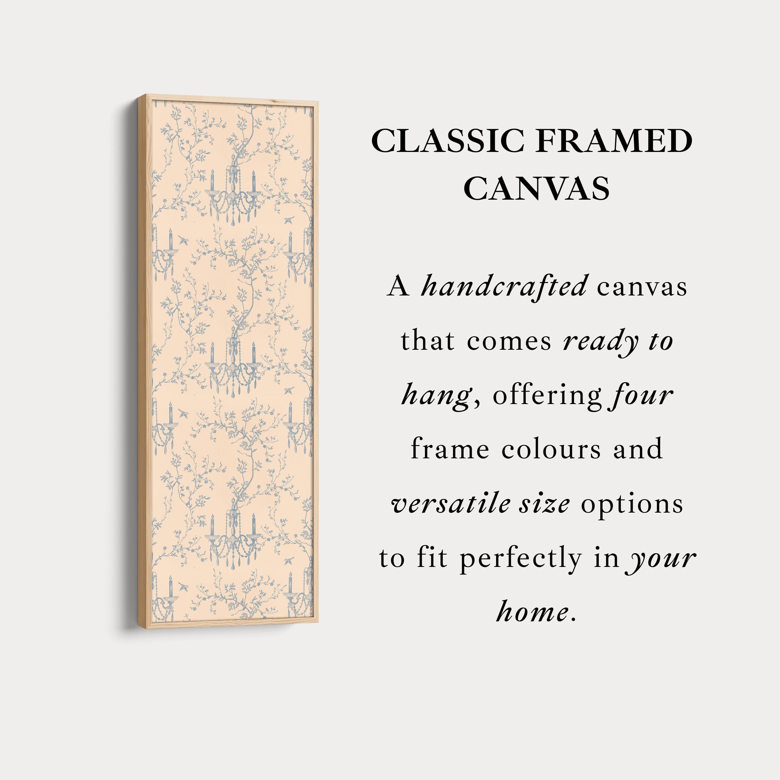 Vintage Blue & Beige Secret Garden Narrow Wall Art