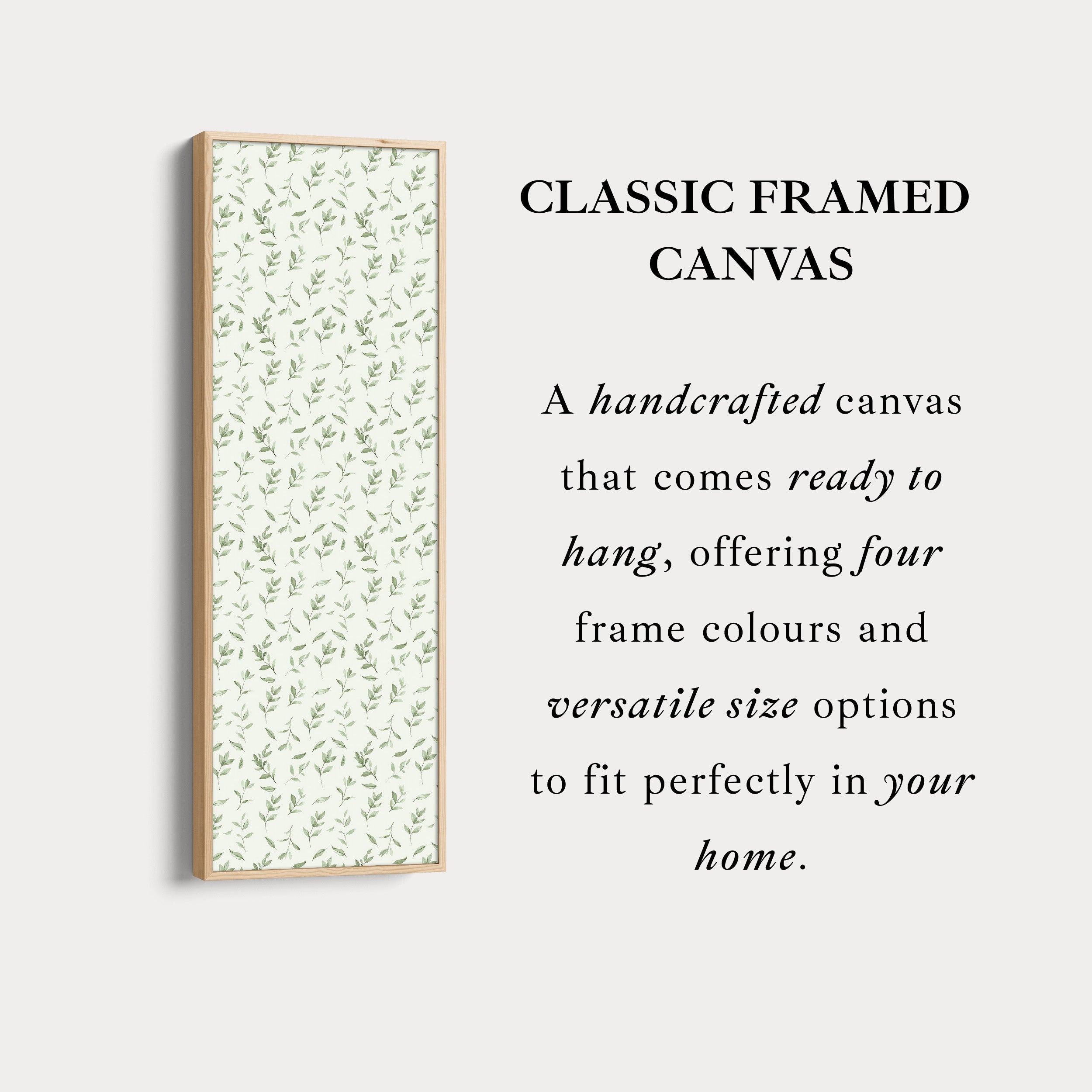 Vertical Wall Decor Green Floral Framed Canvas