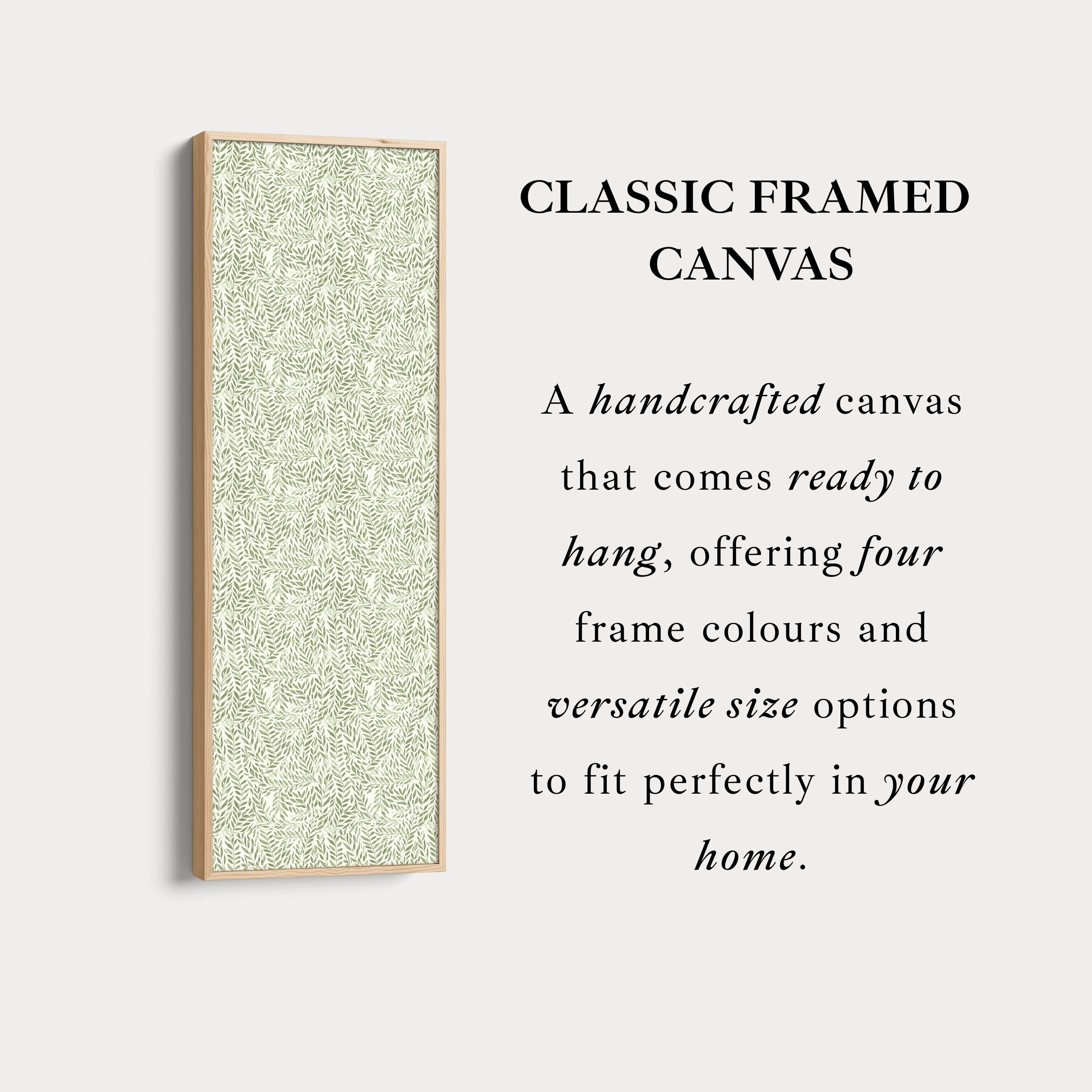 Long Vertical Wall Art Green Botanical Large Framed Canvas