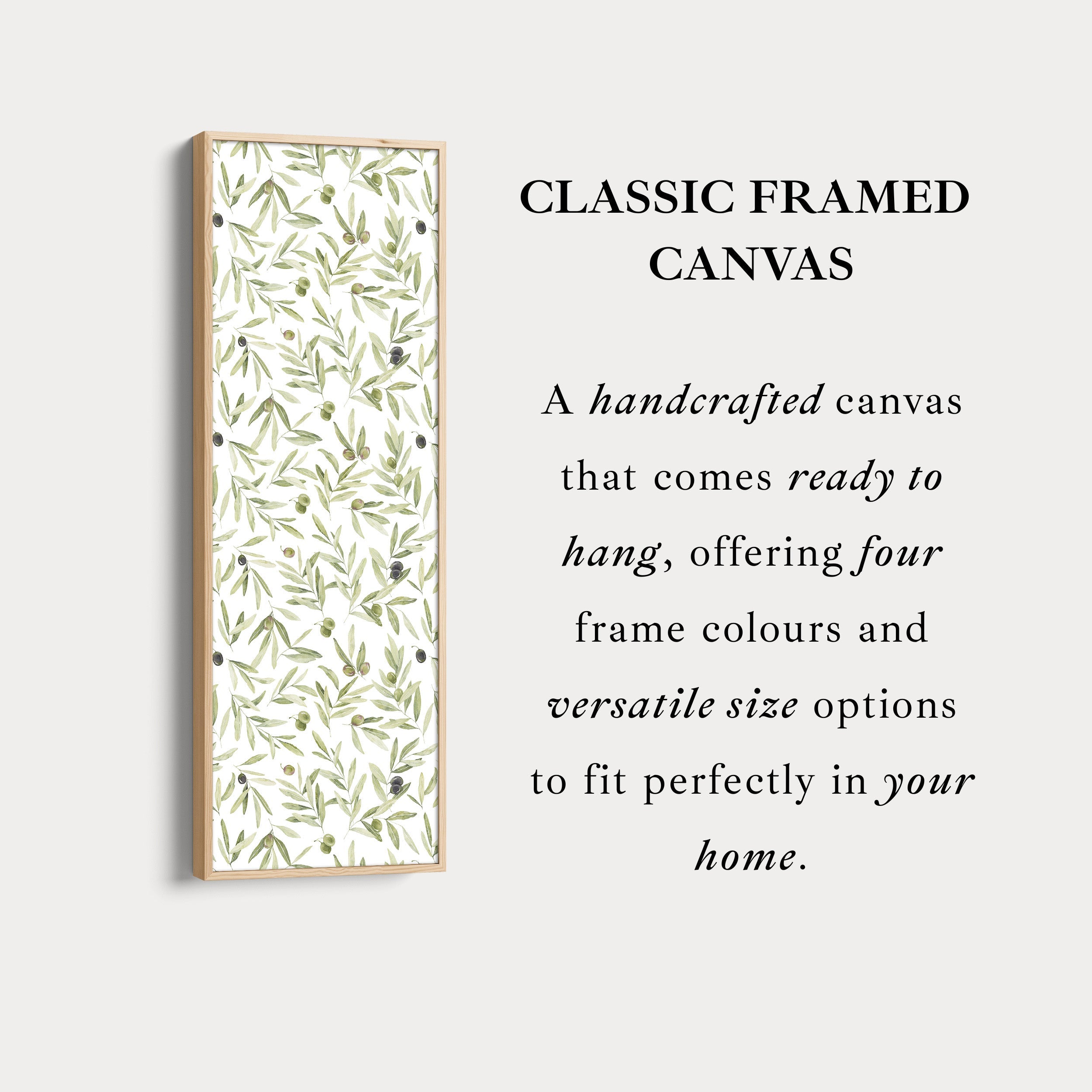 Vertical Kitchen Wall Decor Olive Leaves Long Narrow