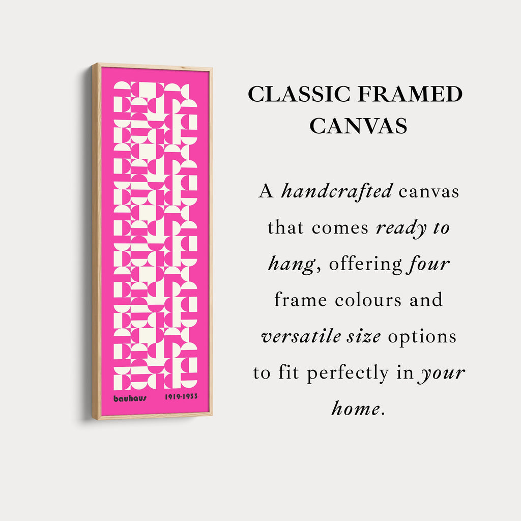 Vertical Long Wall Art Pink & White Bauhaus Geometric