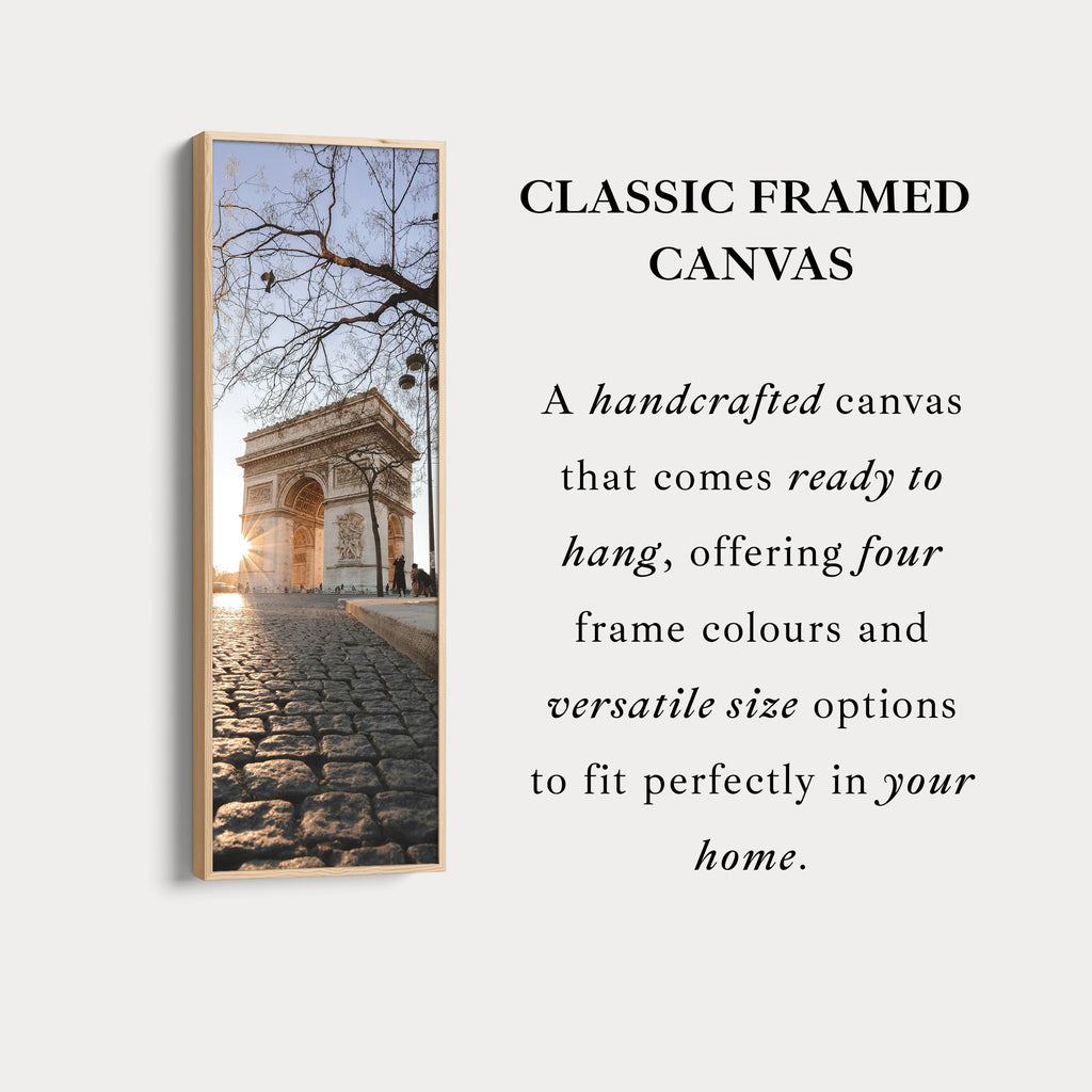 Paris Arc De Triomphe Vertical Long Framed Canvas