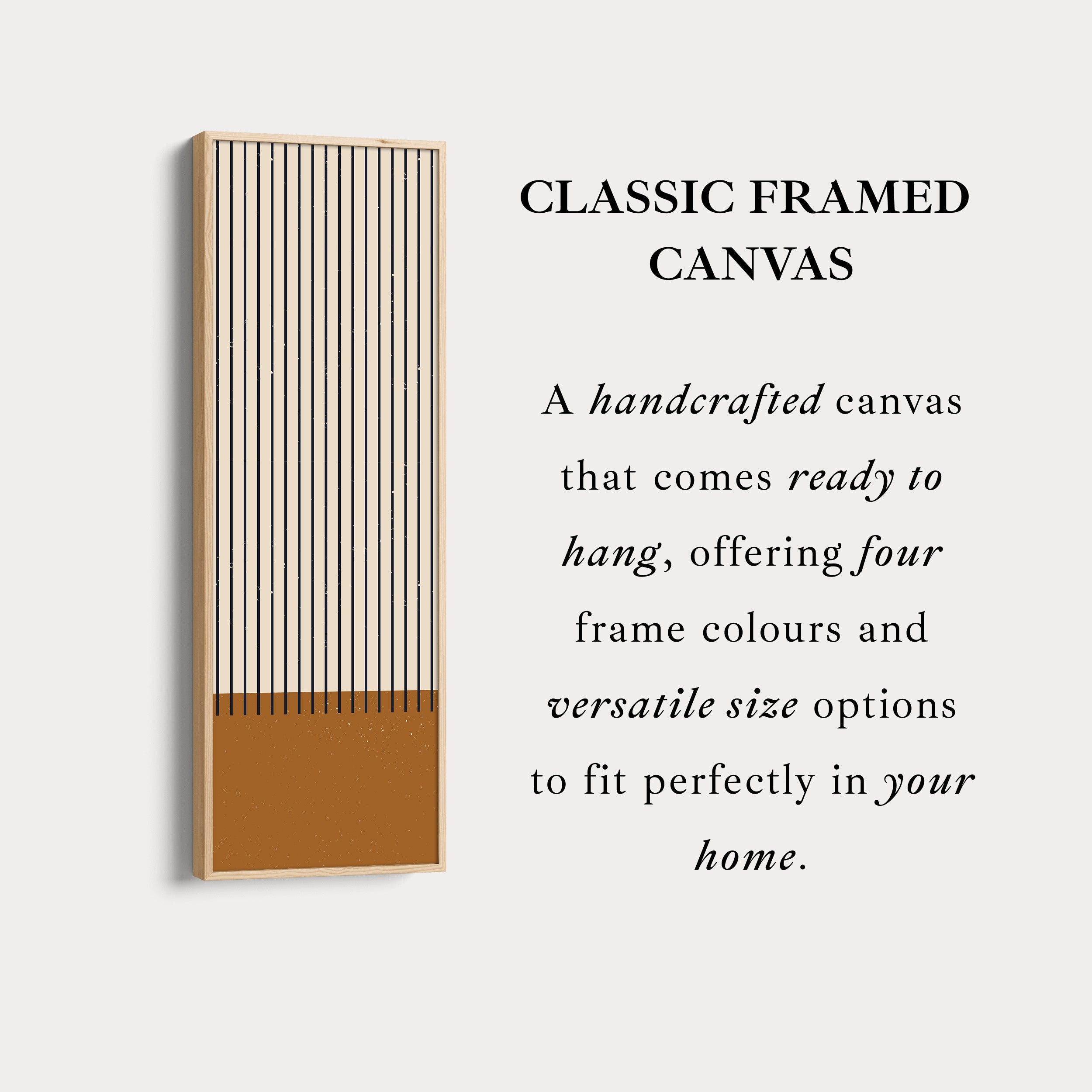 Minimalist Sun and Stripes Narrow Vertical Canvas Wall Art for Entryway or Bedroom