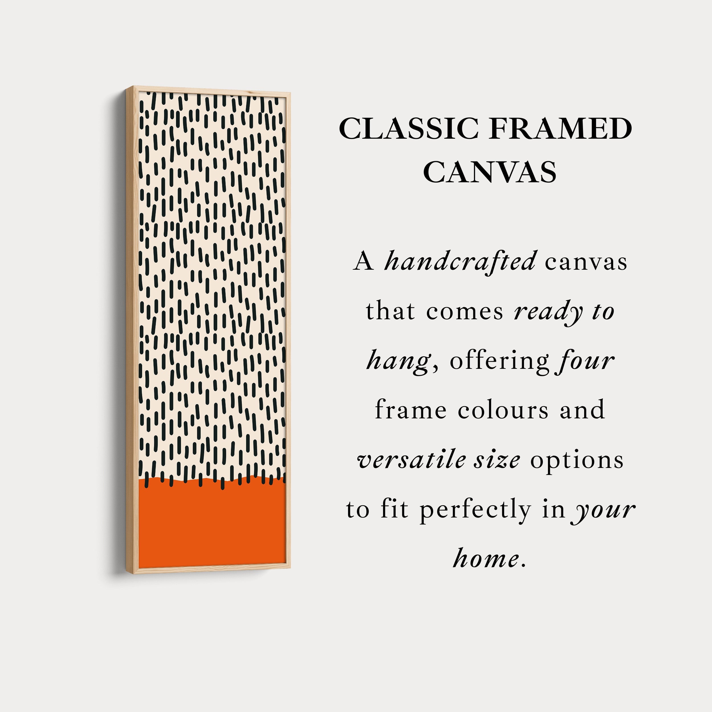 Retro Curved Lines Mustard Vertical Framed Canvas Wall Art for Living Room or Hallway