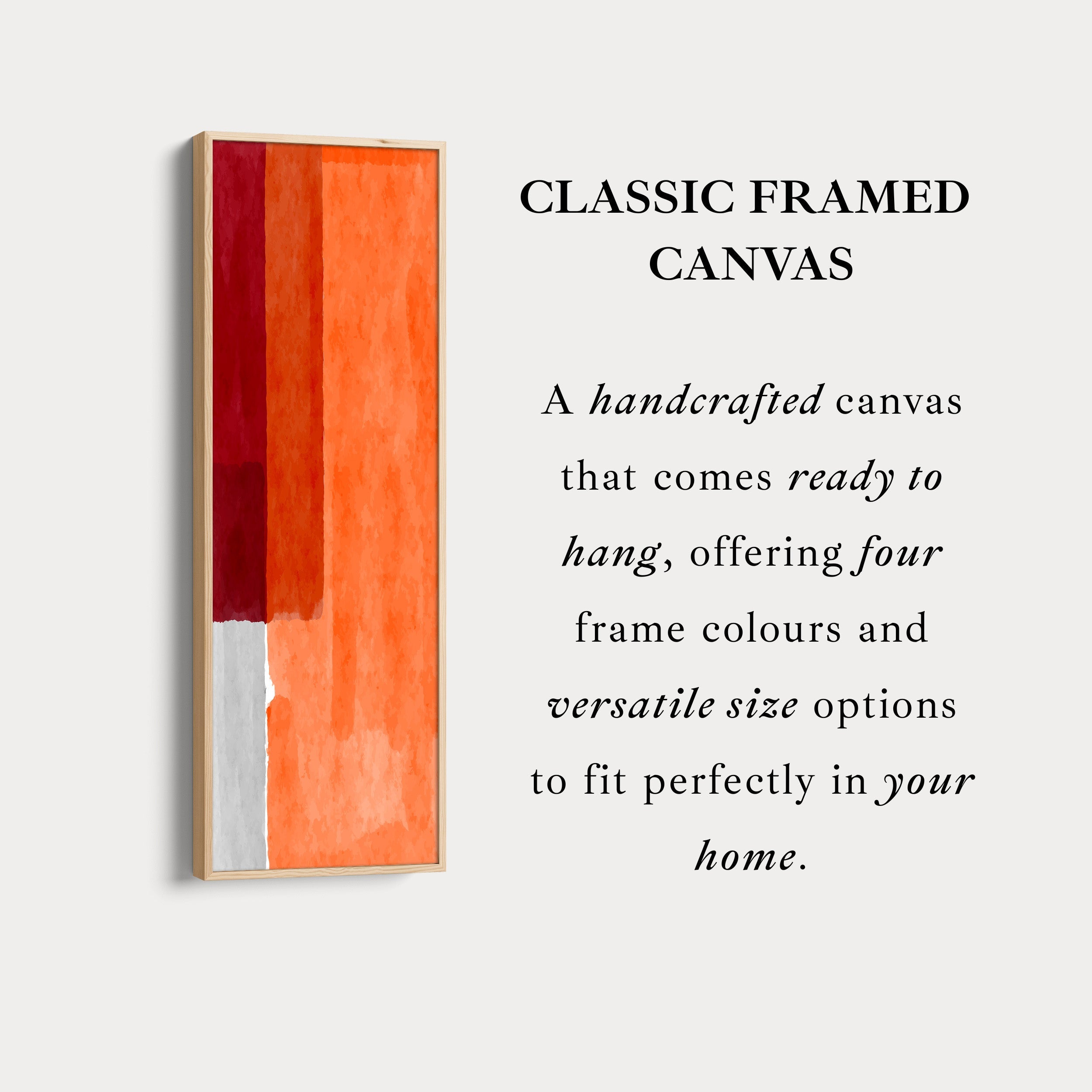 Abstract Red and Orange Blocks Vertical Framed Canvas Wall Art for Living Room or Bedroom