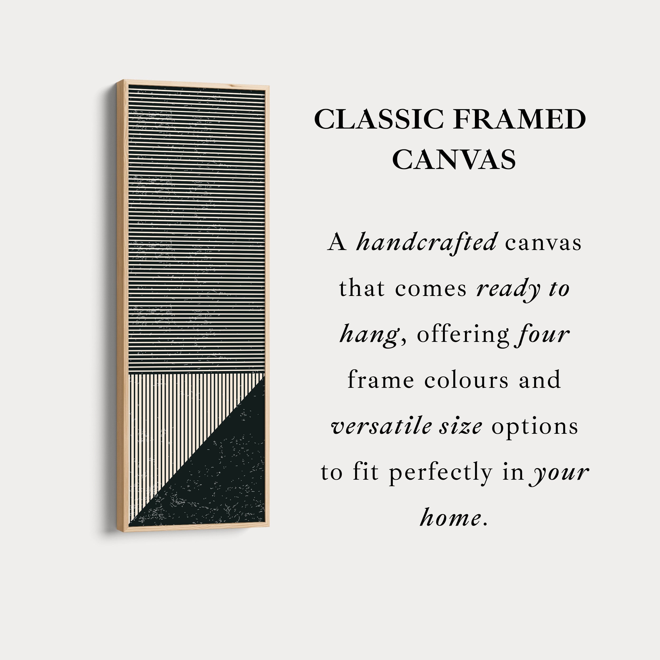 Minimalist Striped Geometry Vertical Framed Canvas Wall Art for Office or Hallway