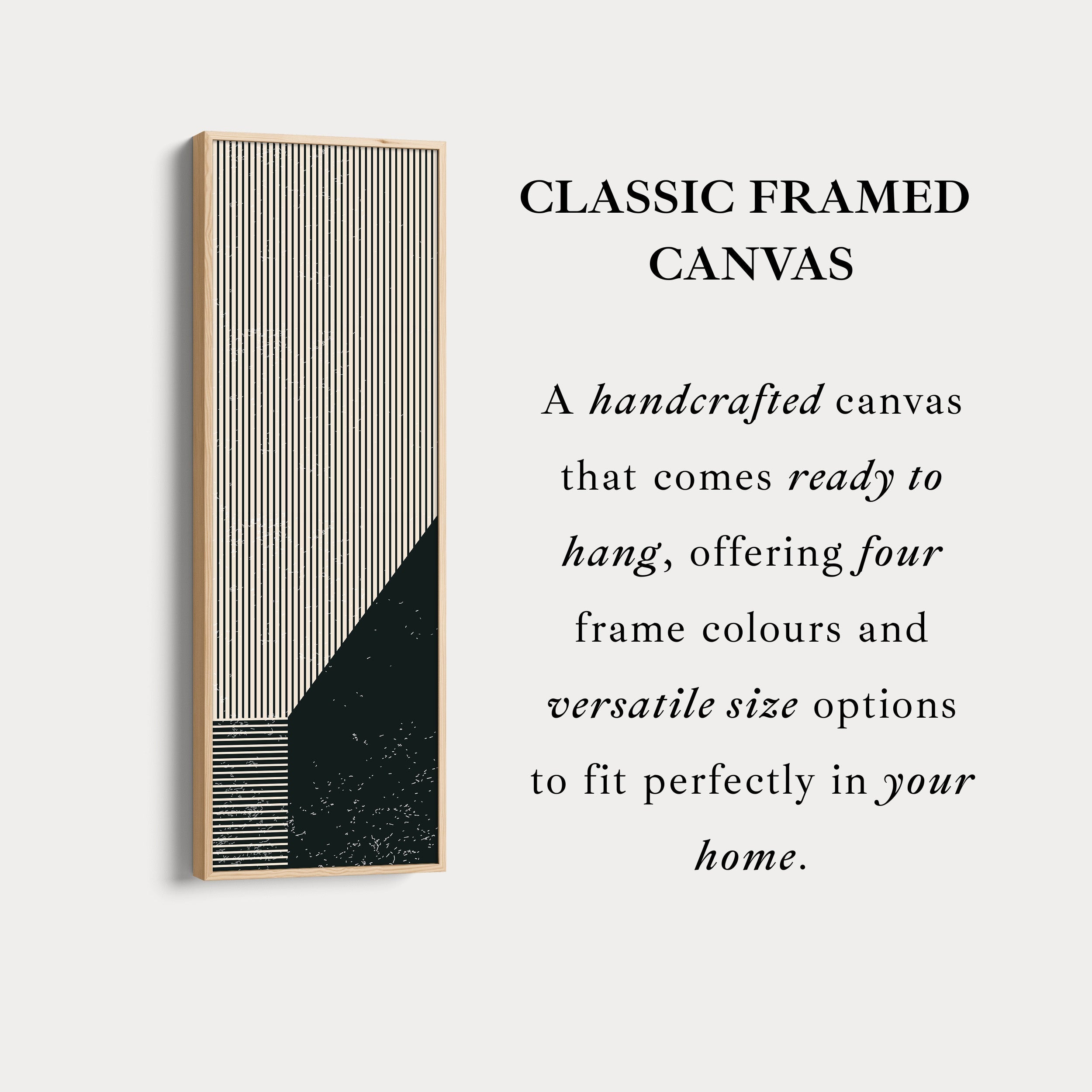 Bold Stripe Angles Vertical Framed Canvas Wall Art for Living Room or Hallway