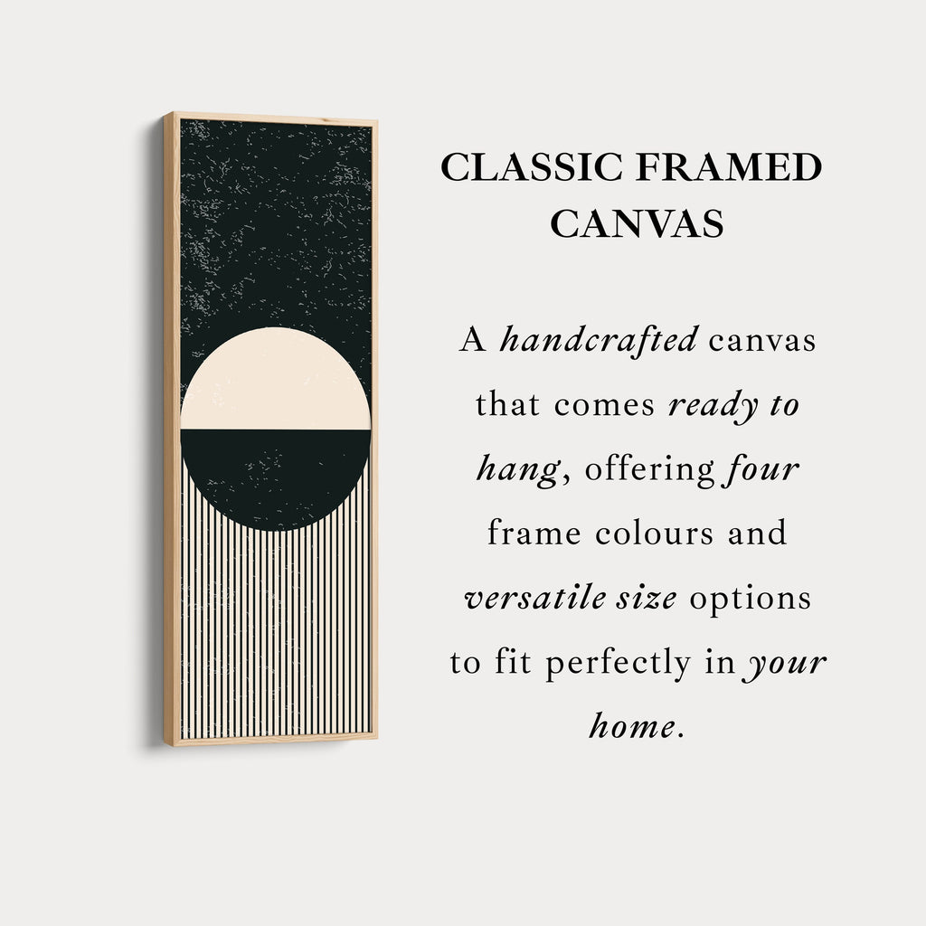 Minimalist Circle Stripes Vertical Framed Canvas Wall Art for Office or Bedroom