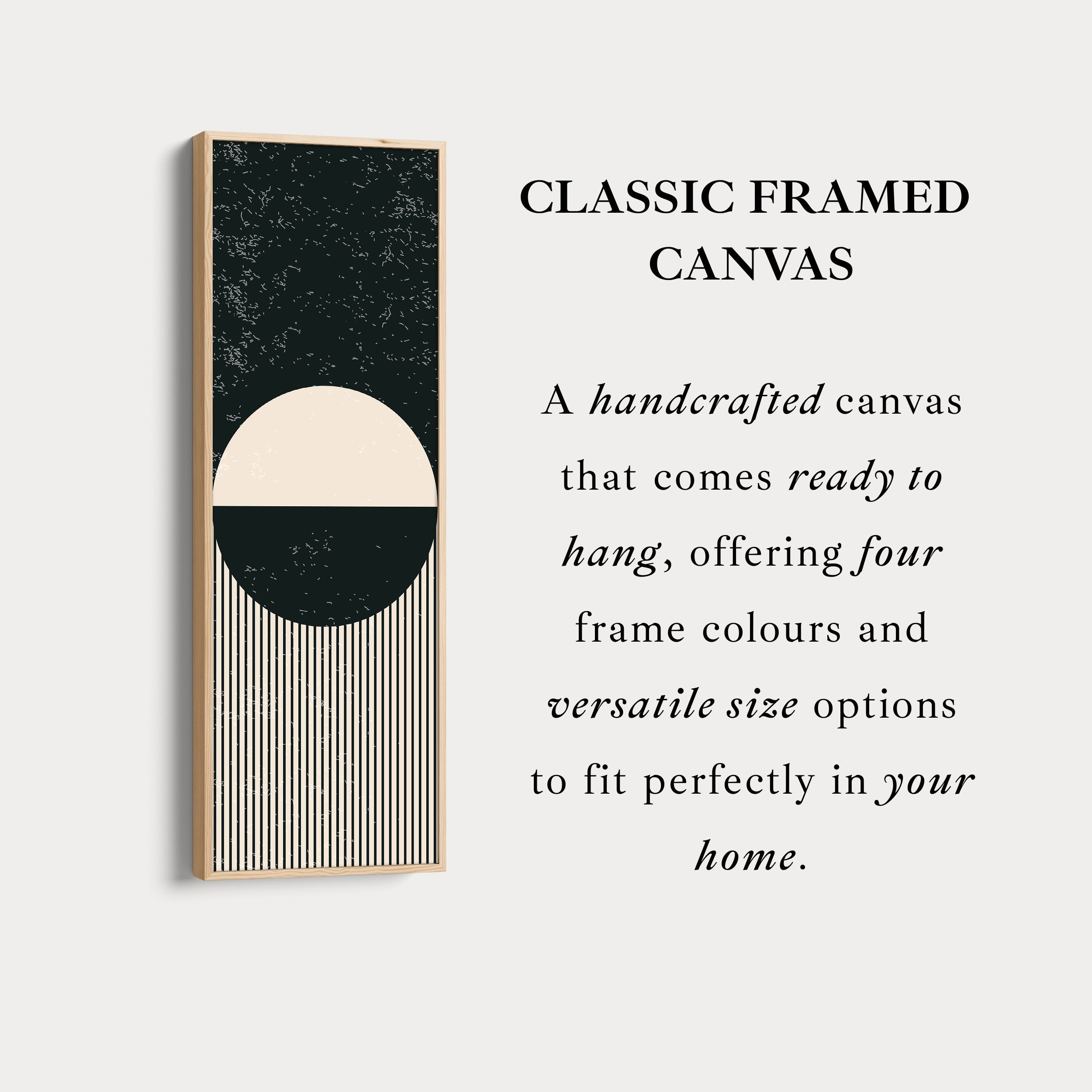 Minimalist Circle Stripes Vertical Framed Canvas Wall Art for Office or Bedroom